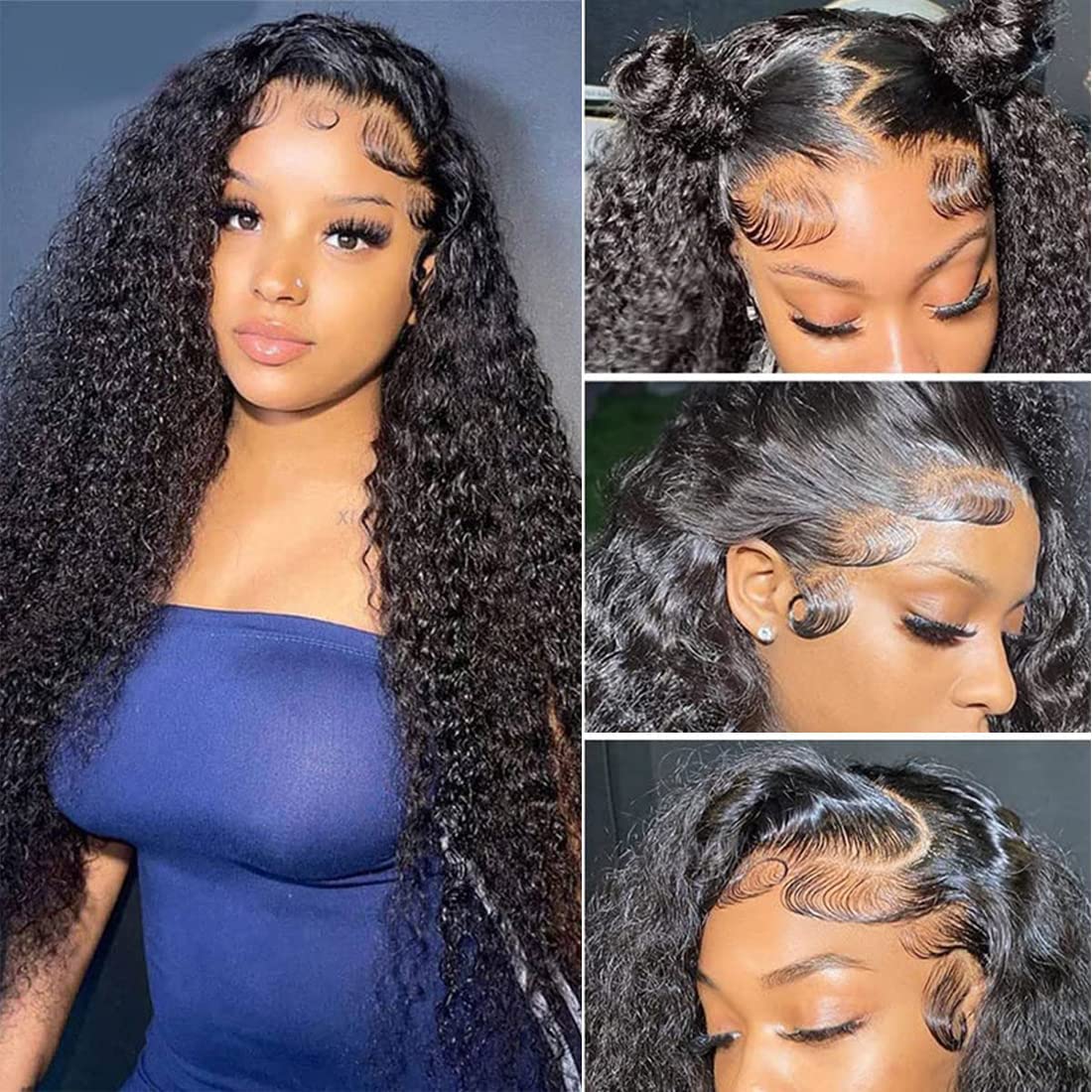 Water Wave Lace Front Wigs Human Hair Wigs for Black Women Wet and Wavy  Lace Front Wigs Human Hair Pre Plucked with Baby Hair 180 Density 13X4  Curly
