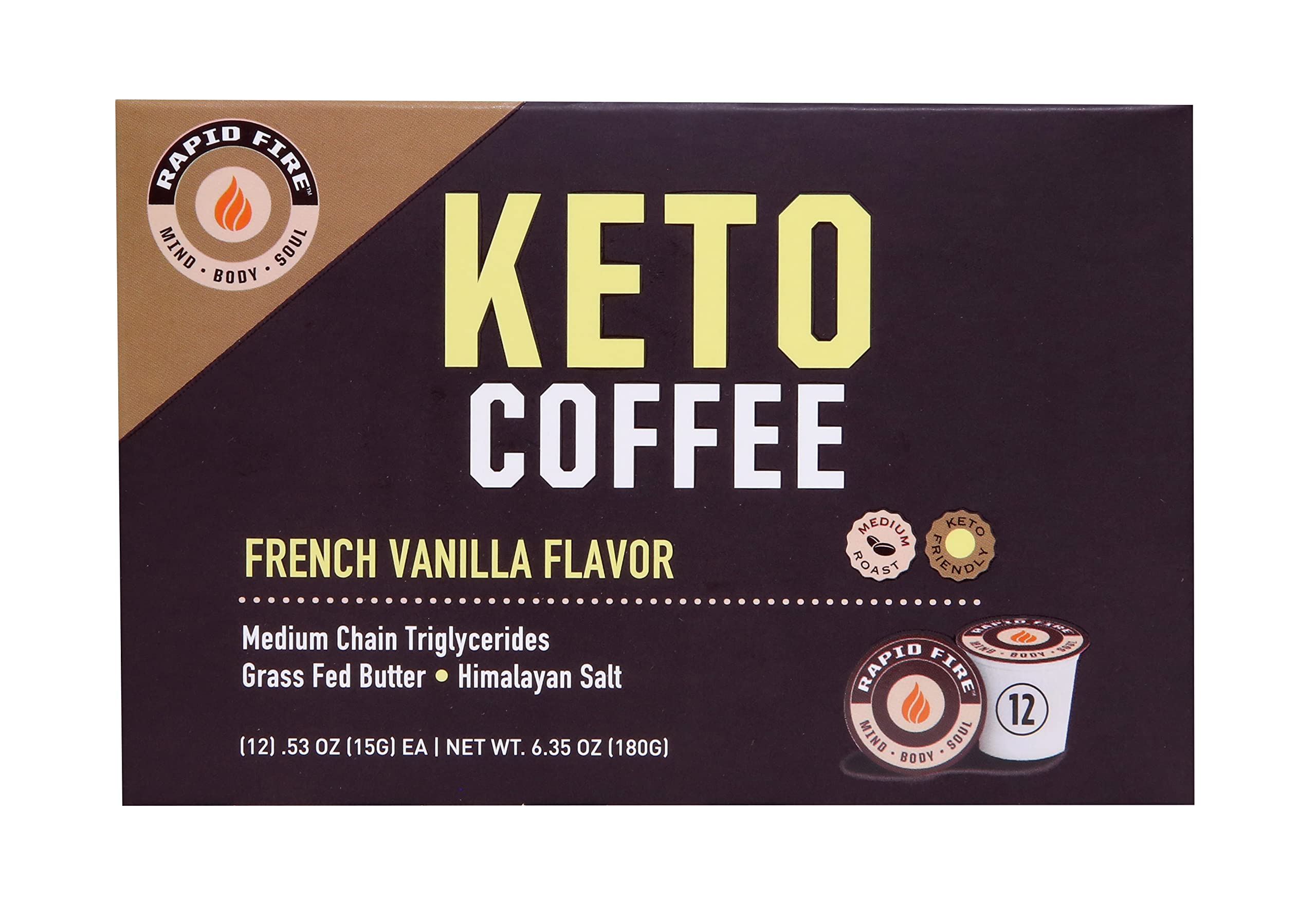 Rapid Fire Ketogenic High Performance Keto Coffee Pods, Supports Energy