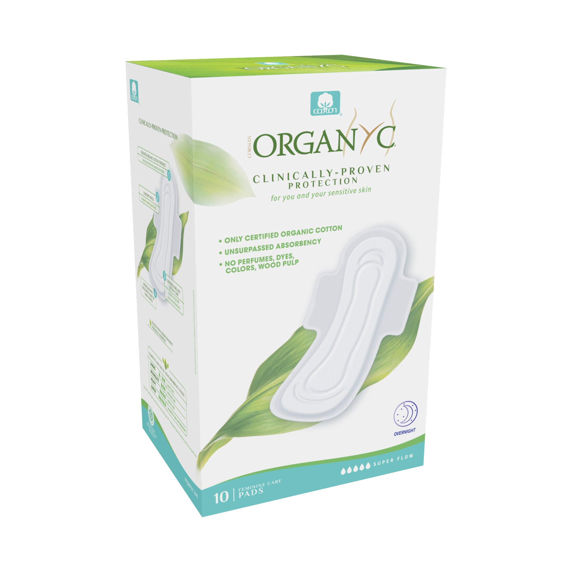  ORGANYC Hypoallergenic 100% Organic Cotton Panty Liners, flat,  24-count Boxes (Pack of 2) : Health & Household