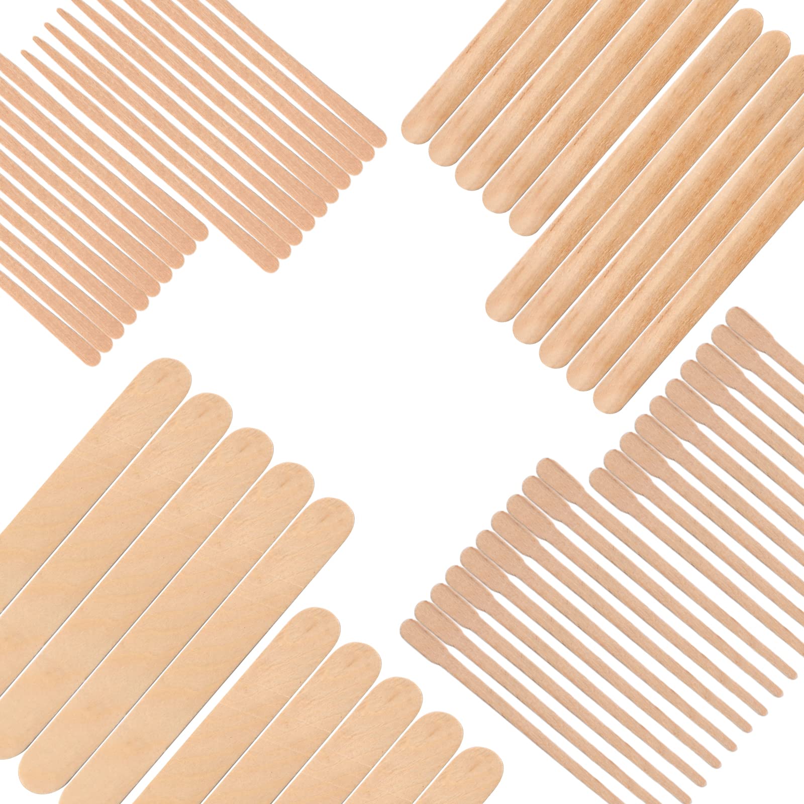 DOSIMIIN 4 Style Assorted Wooden Waxing Sticks 300 pack, Hair Removal Sticks  Applicator,Spatulas, For Brazilian
