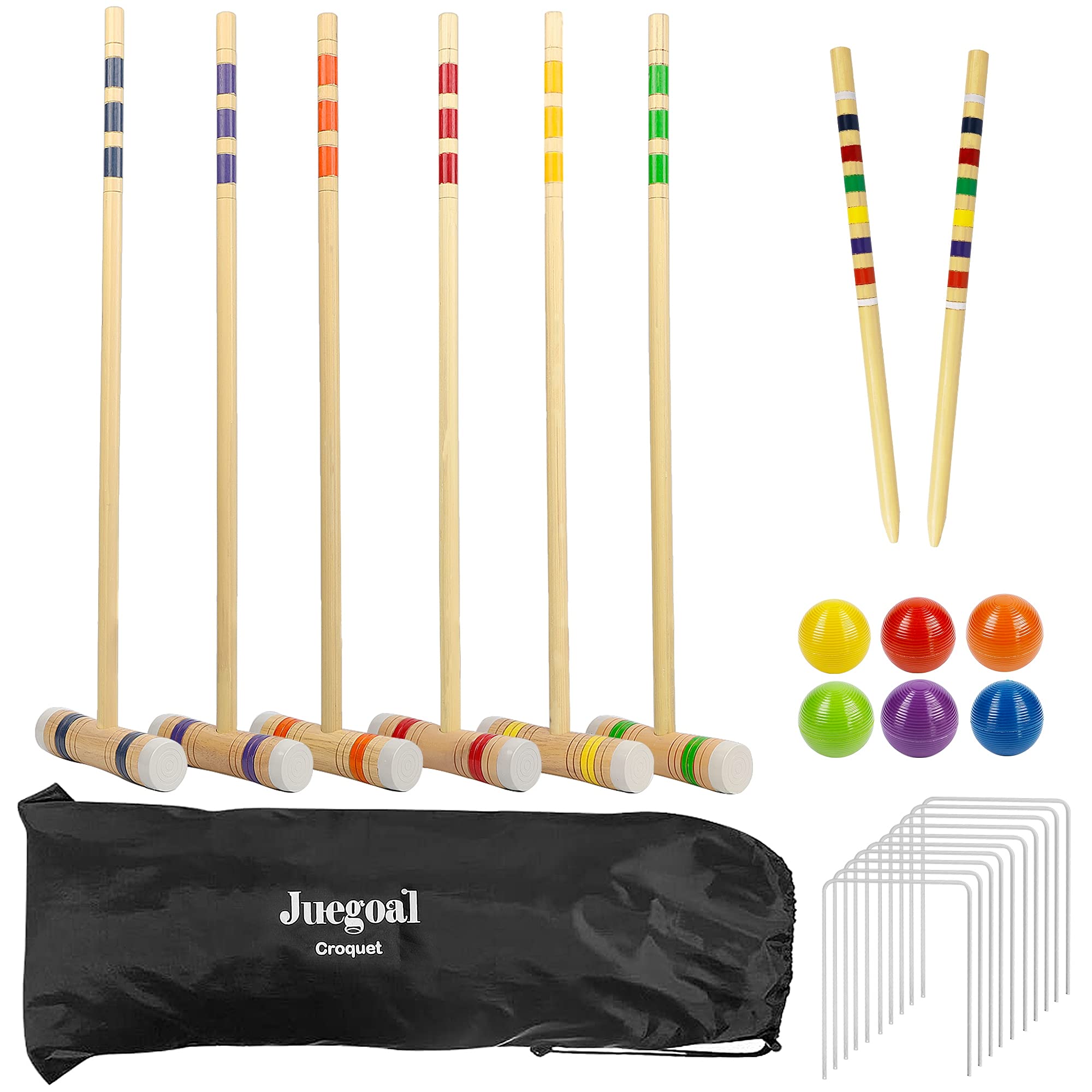 Deluxe Wooden Croquet Game Set 4 Player