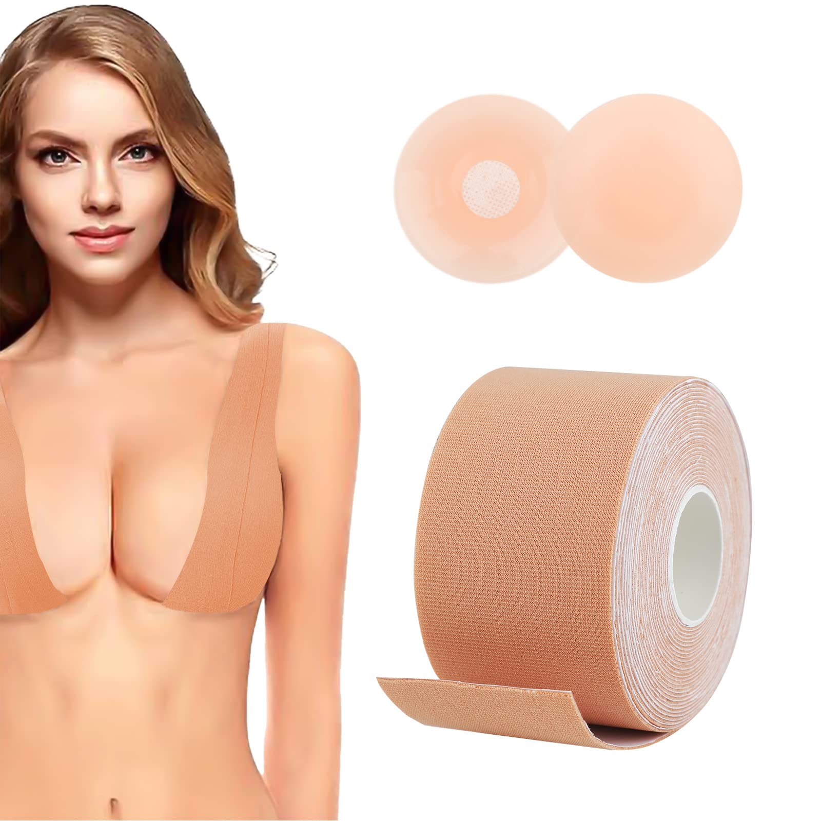 Boob Lift Tape and Silicone Nipple Covers by Klevij | Comfortable and  Hypoallergenic for All Cup Sizes