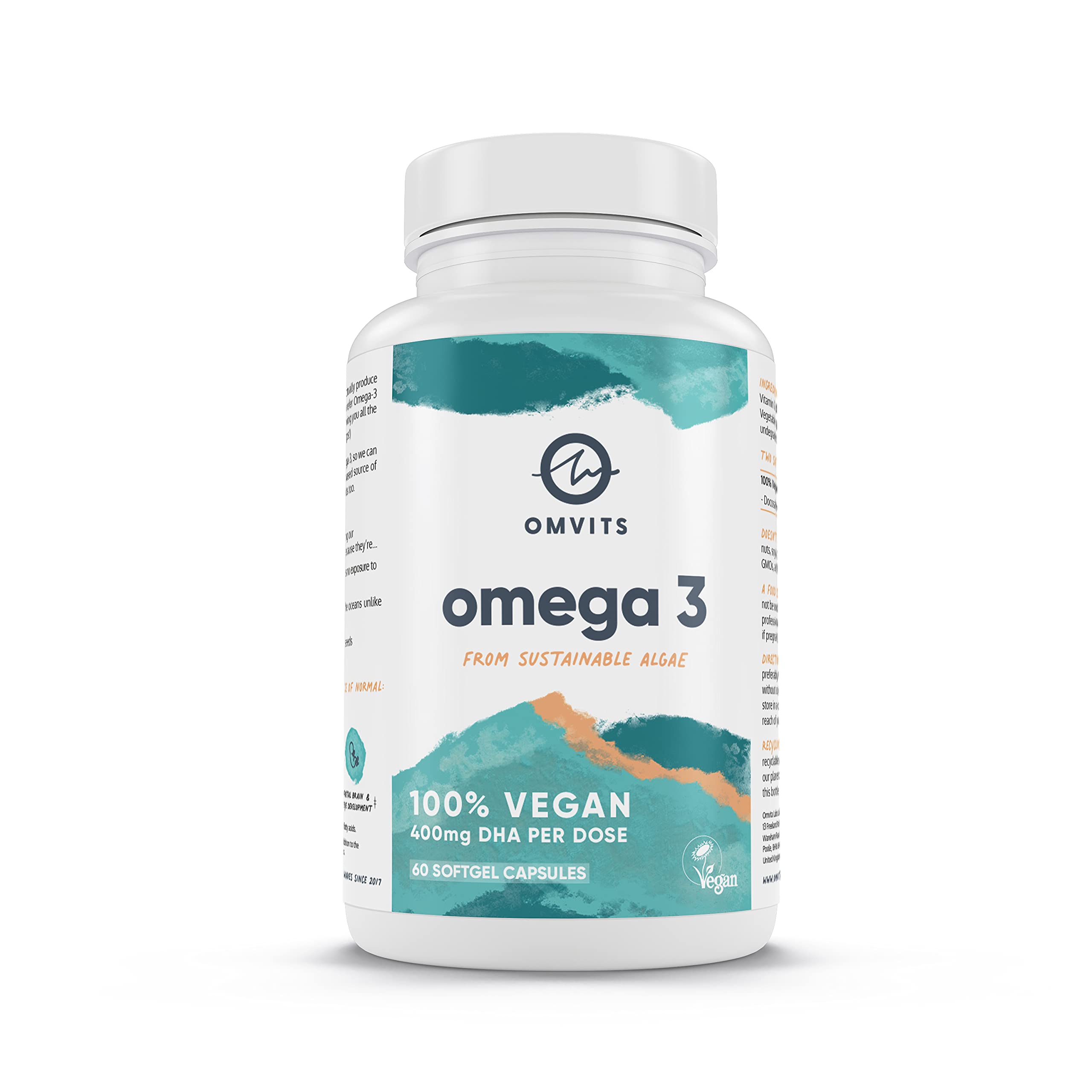 Omvits Vegan Omega 3 DHA from Algae Oil 1000mg 60 Softgel