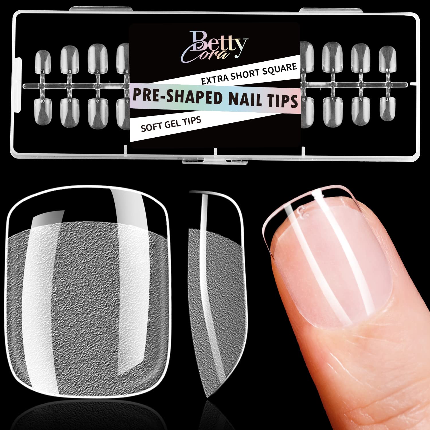 Gel Tips Nail Kit - BettyCora Gel x Nail Glue 8 in 1 Gel Glue for Nails,  Almond Coffin Nail Tips 240Pcs, Top Coat Gel Nail Polish, Mini Nail Lamp  DIY