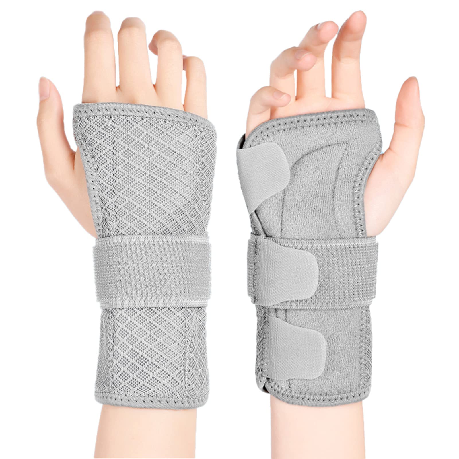 Right & Left Hands Breathable Night Wrist Brace Sleep Support Carpal Tunnel  Comfort Composite Fabric Wrist Splint Arthritis Sprain Gym 3 Straps