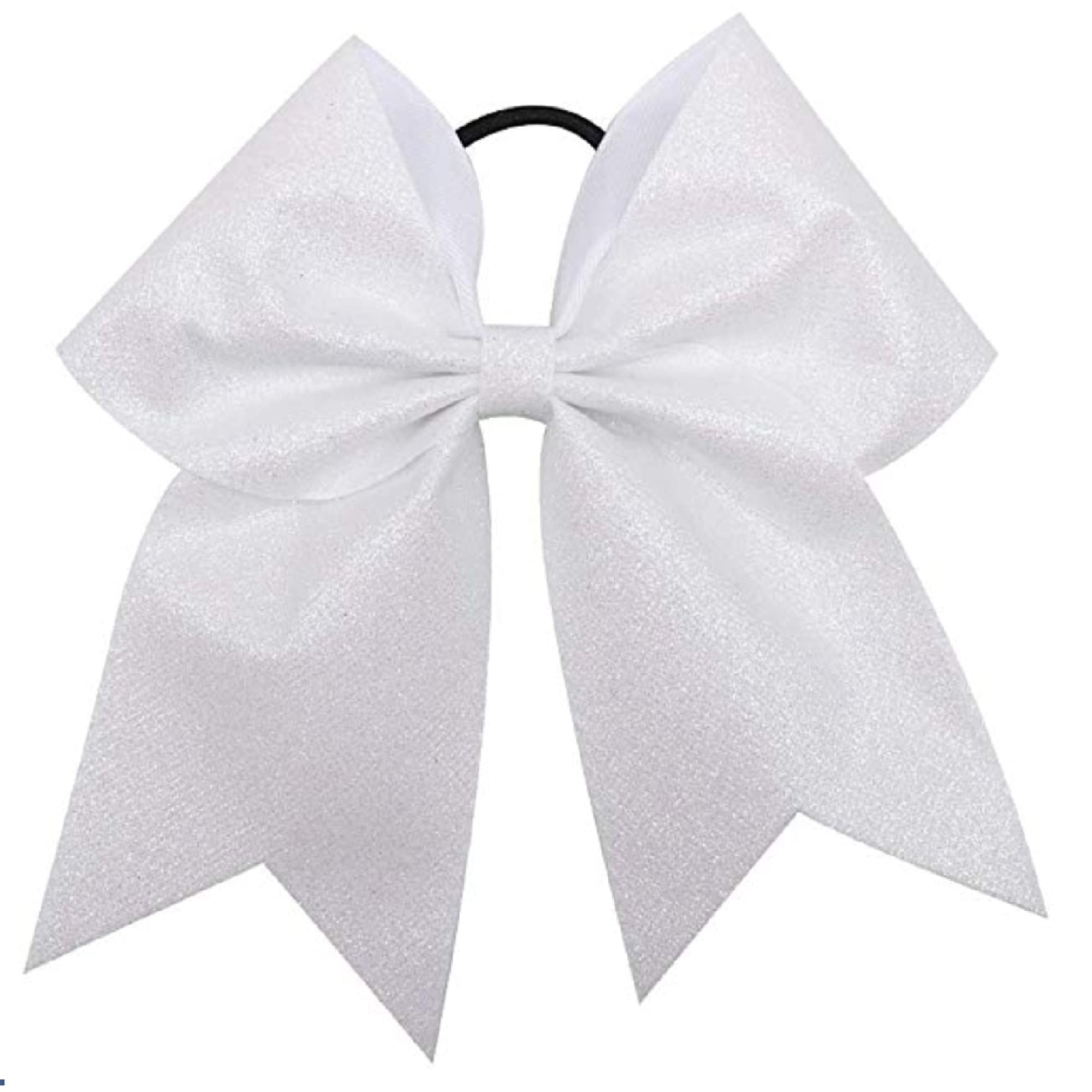 NEW BASEBALL Glitter Leather Cheer Bow Pony Tail 3 Inch Ribbon Girls Hair  Cheerleading White Softball Game Team Sports