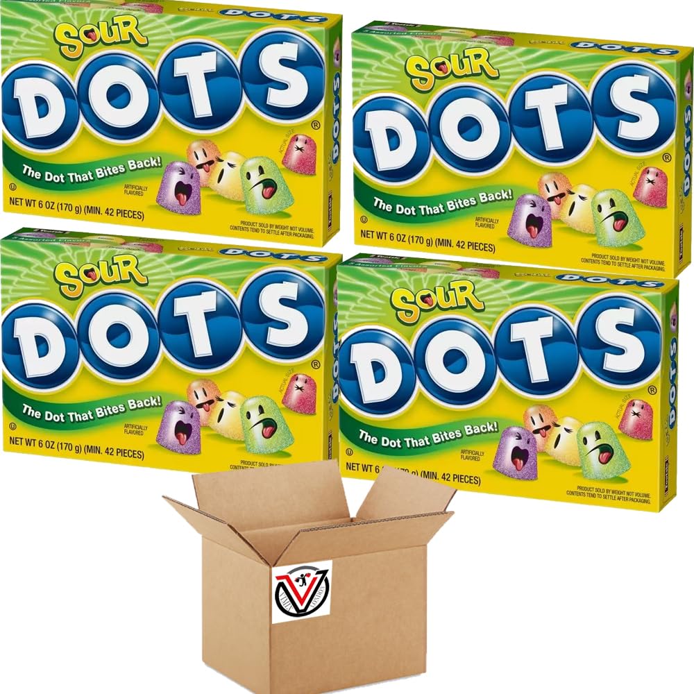 04 x Tootsiee Sour Dots 184g - Sour Fruit Flavour Chewy Sweets | VIMIX