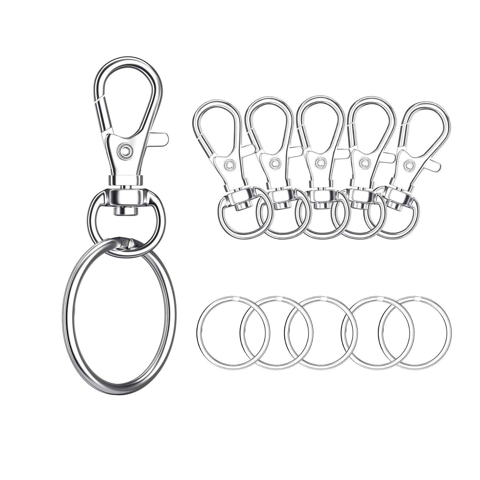 20pcs Keychain Clips for DIY Crafts, Swivel Snap Hooks with Key