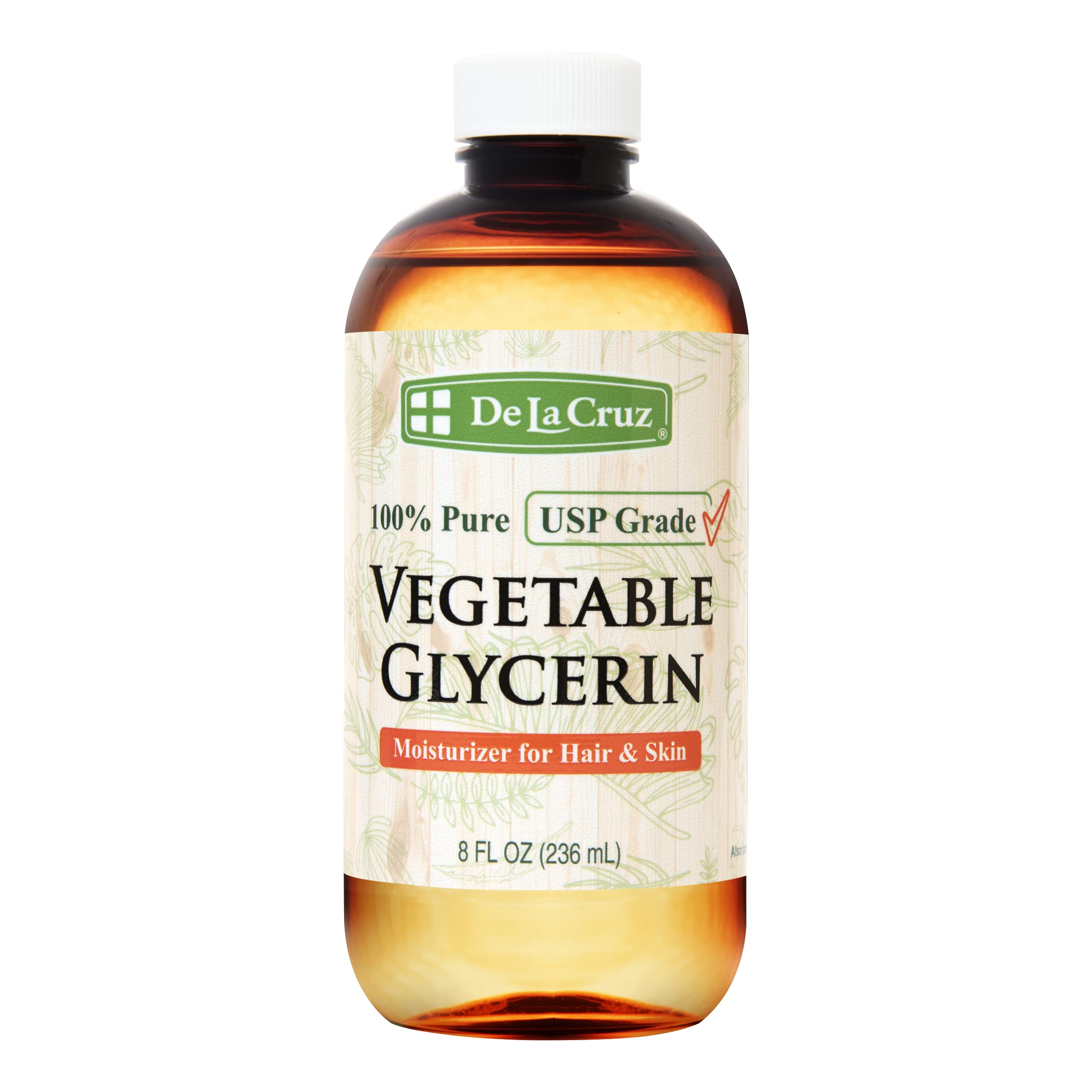 de La Cruz Vegetable Glycerin 100% Pure Liquid Glycerine USP Grade for Hair Skin and DIY Projects 8 fl. oz. 8 fl oz (Pack of 1)