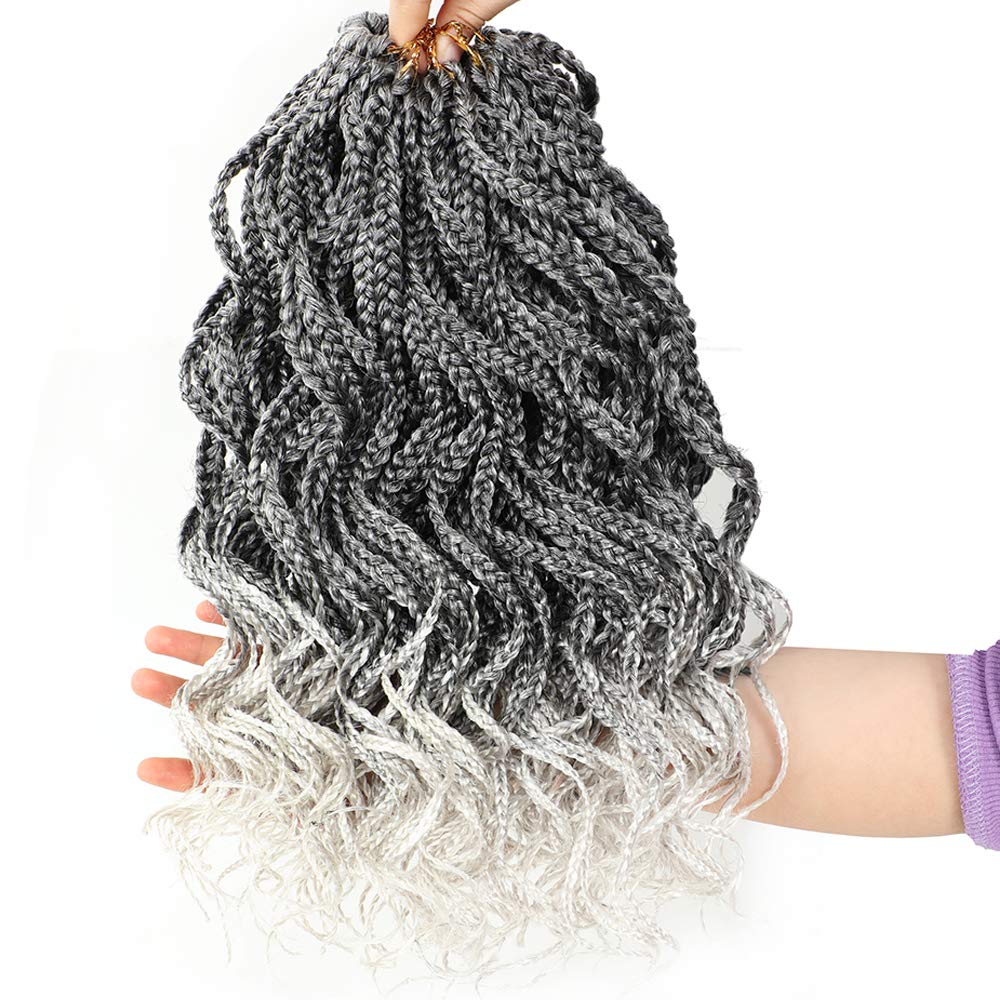 Goddess Box Braids Crochet Braids Hair Silver Grey Curly Braids Synthetic  Premium Fiber Braiding Hair 14 Inch 5Packs/Lot (14inch, TGrey) 14 Inch  (Pack of 5) Tgrey#