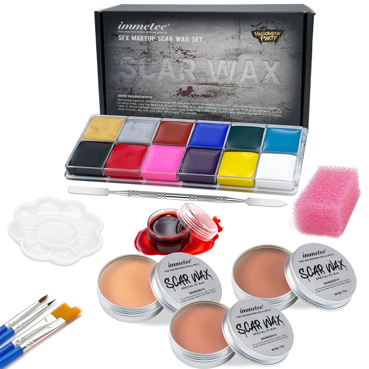  Roizefar Halloween SFX Makeup Kit,8 Colors Professional Special  Effect Face Body Paint Palette with Scar Wax,Fake Blood Cream with  Brushes,Spatula Tool,Stipple Sponge for Christmas Gifts,Cosplay : Arts,  Crafts & Sewing