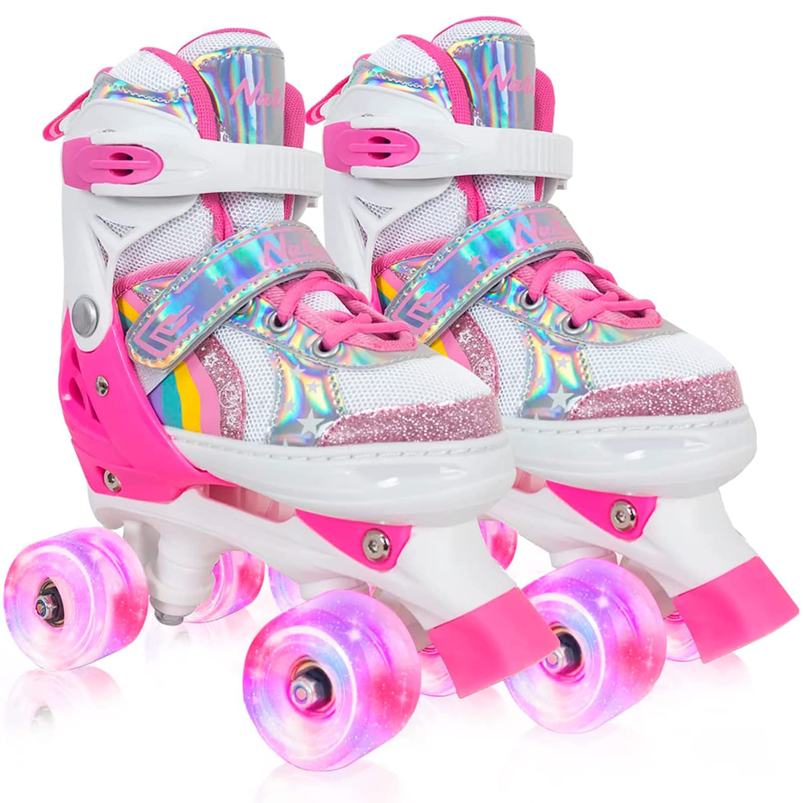 MammyGol 4 Size Adjustable Roller Skates with Full Light Up 8