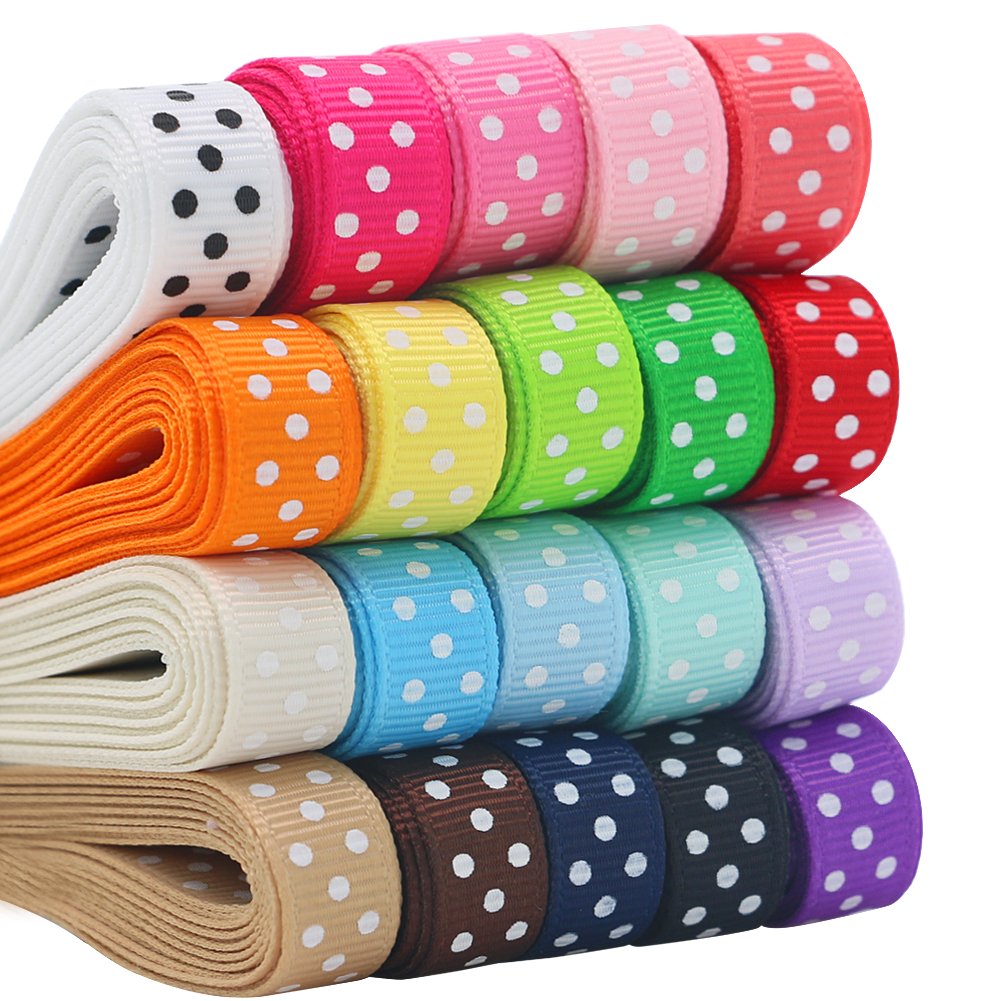 QingHan Grosgrain Ribbons for Crafts Gifts Wrapping 3/8 Boutique Polka Dot  Fabric Ribbon 40yd (20 x 2yd)