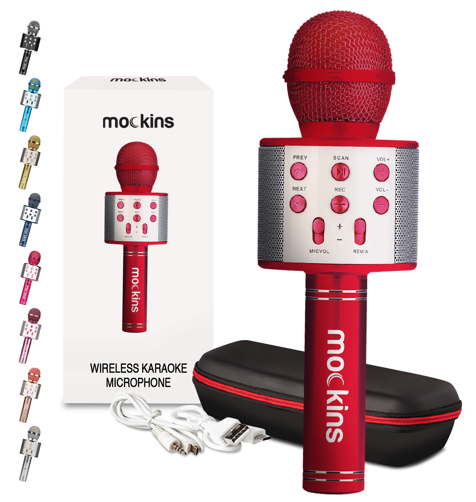 Nevlers Red Bluetooth Karaoke Microphone for Kids with Built in Bluetooth  Microphone Wireless Speaker | Wireless Microphone Karaoke Compatible with  iPhone & Android | All-in-One Karaoke Mic