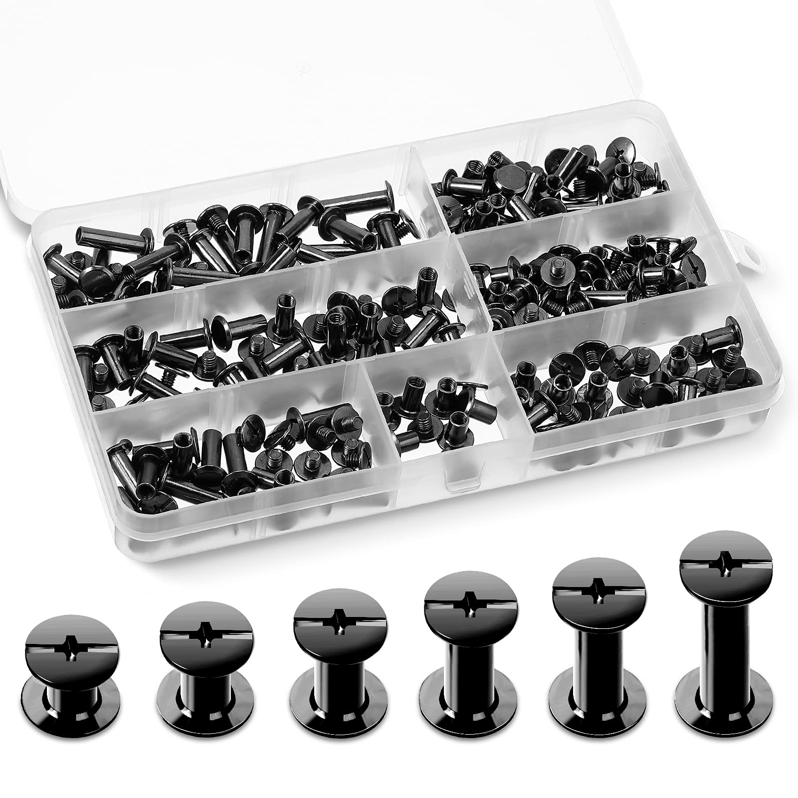  M3X6 Brass Chicago Screws 15PACK Rivets Bookbinding Stud Screws  Nail Rivet Flat Head Screwing Fasteners Screw Posts Chicago Screw DIY Purse  Collar Belt Shoes Case Jean Leather (Height 6mm, Gold) 