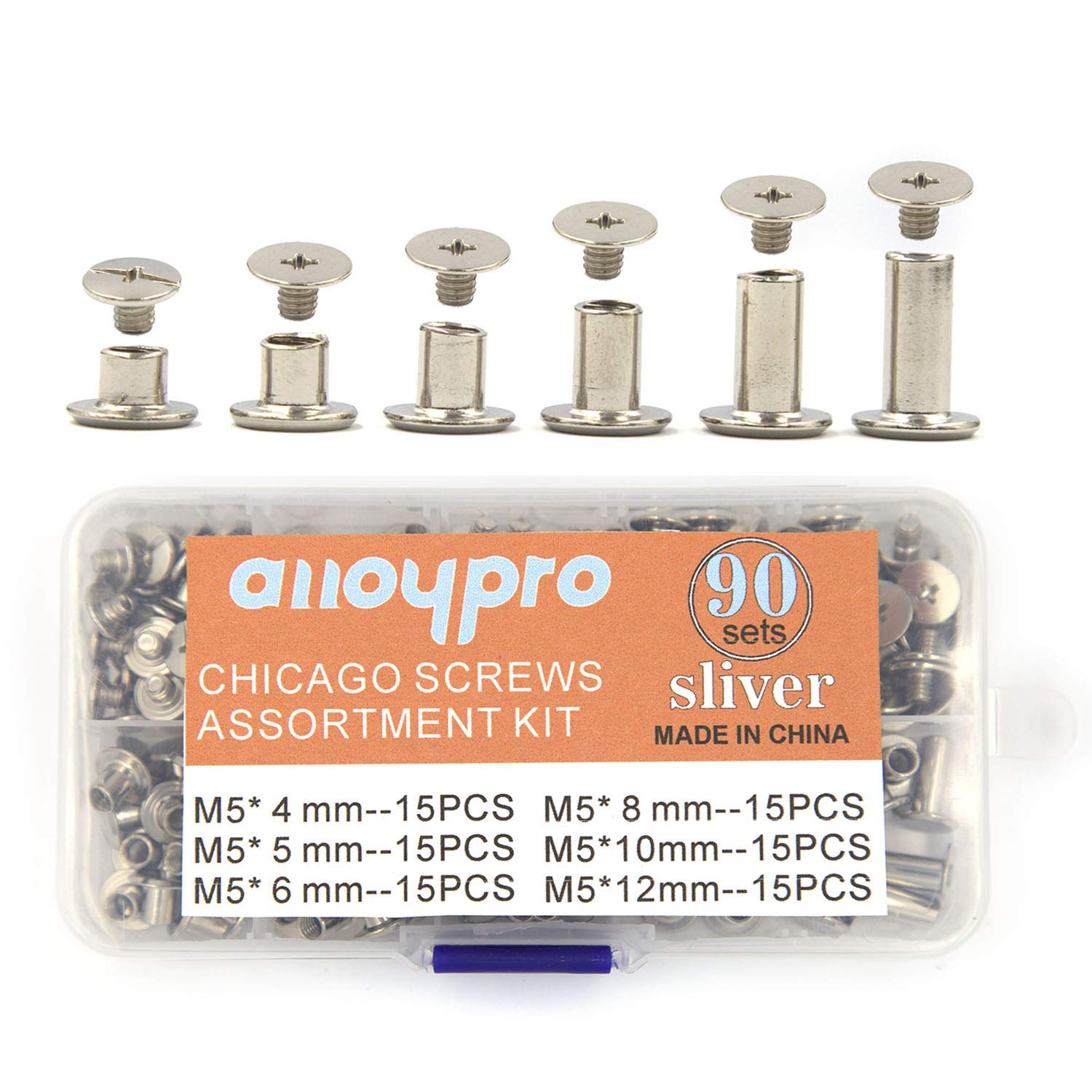 Sterling Silver Chicago Screw Sets for Leather 1/8, 3/16, 1/4