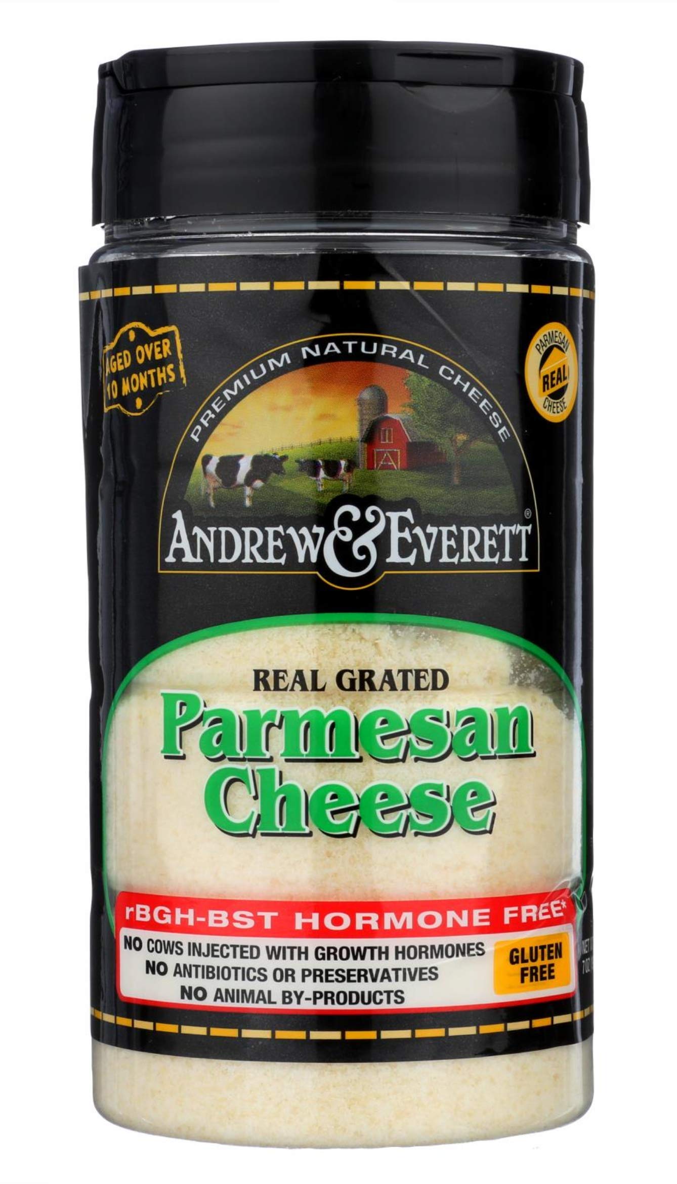 Andrew & Everett Hormone Free Grated Parmesan Cheese, 7 oz container