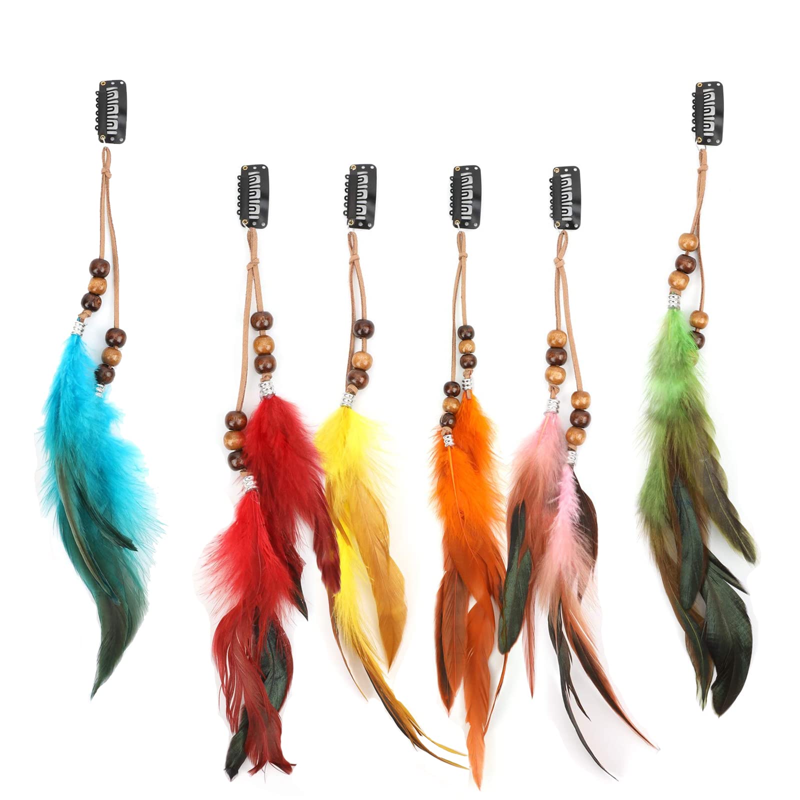 Boho Feather Hair Clips Hippie Hair Extensions 6 Pcs Indian Tribal Bead  Gypsy Colorful Handmade Feather Tassel Headpiece Festival Cosplay DIY  Present for Girl Women Hair Accessories Beautiful