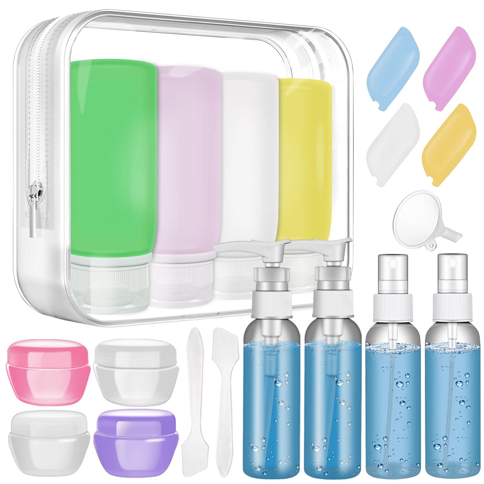21 Pack Leak Proof Silicone Travel Bottles Set Muslish TSA Approved  Containers for Toiletries Travel Size Accessories and Shampoo Conditioner  Bottles with Toiletry Bag (BPA Free)