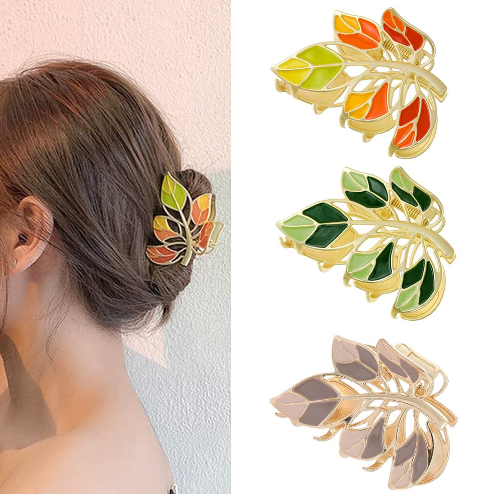 Be Something New Large Gold Flowers Hair Pin Set with Leaves