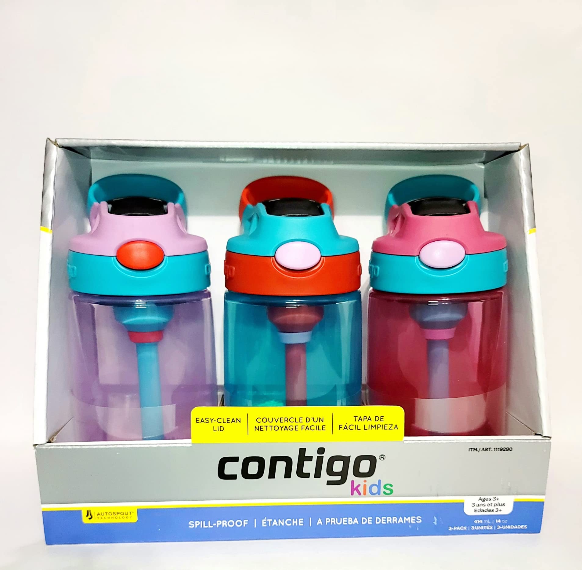 Contigo Kids AUTOSPOUT Straw Water Bottle with Easy-Clean Lid, 14