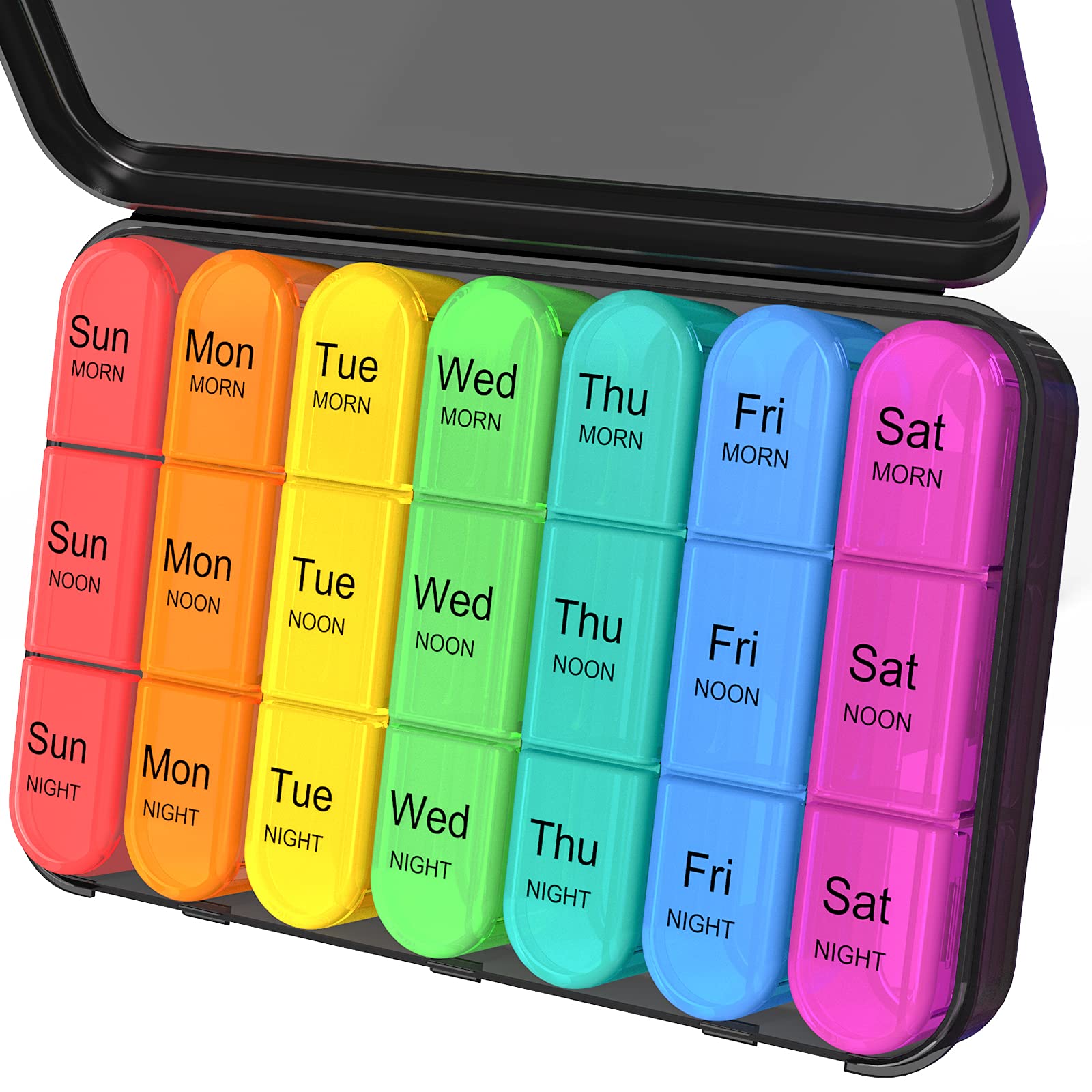 Weekly Travel Pill Organizer 4 Times With Leather Purse - 2 Pack