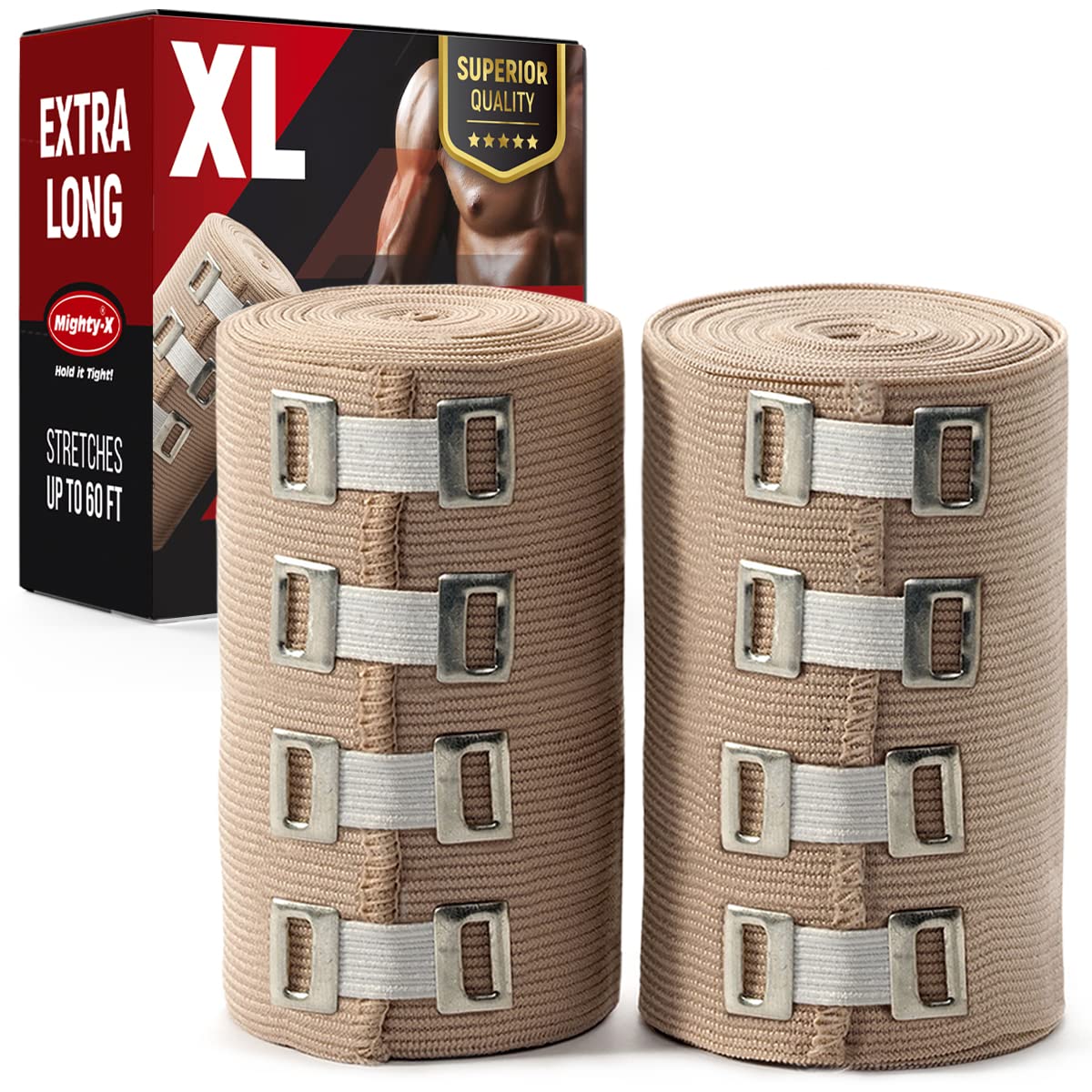  Premium Elastic Bandage Wrap - 2Pack + 4 Extra Clips