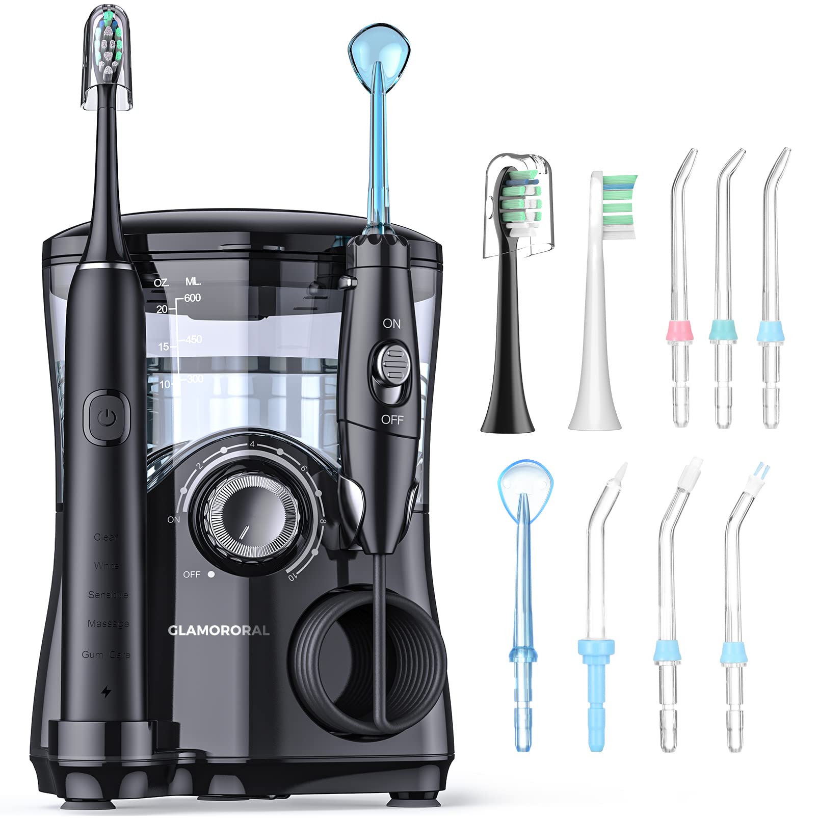 Water Flosser and Toothbrush Combo in One, 600ml Oral Irrigator and