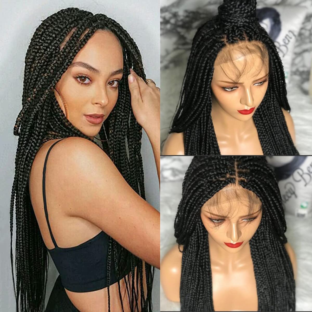 Lace Closure Knotless Box Braid Wig, Long Braided Wigs, Wigs for