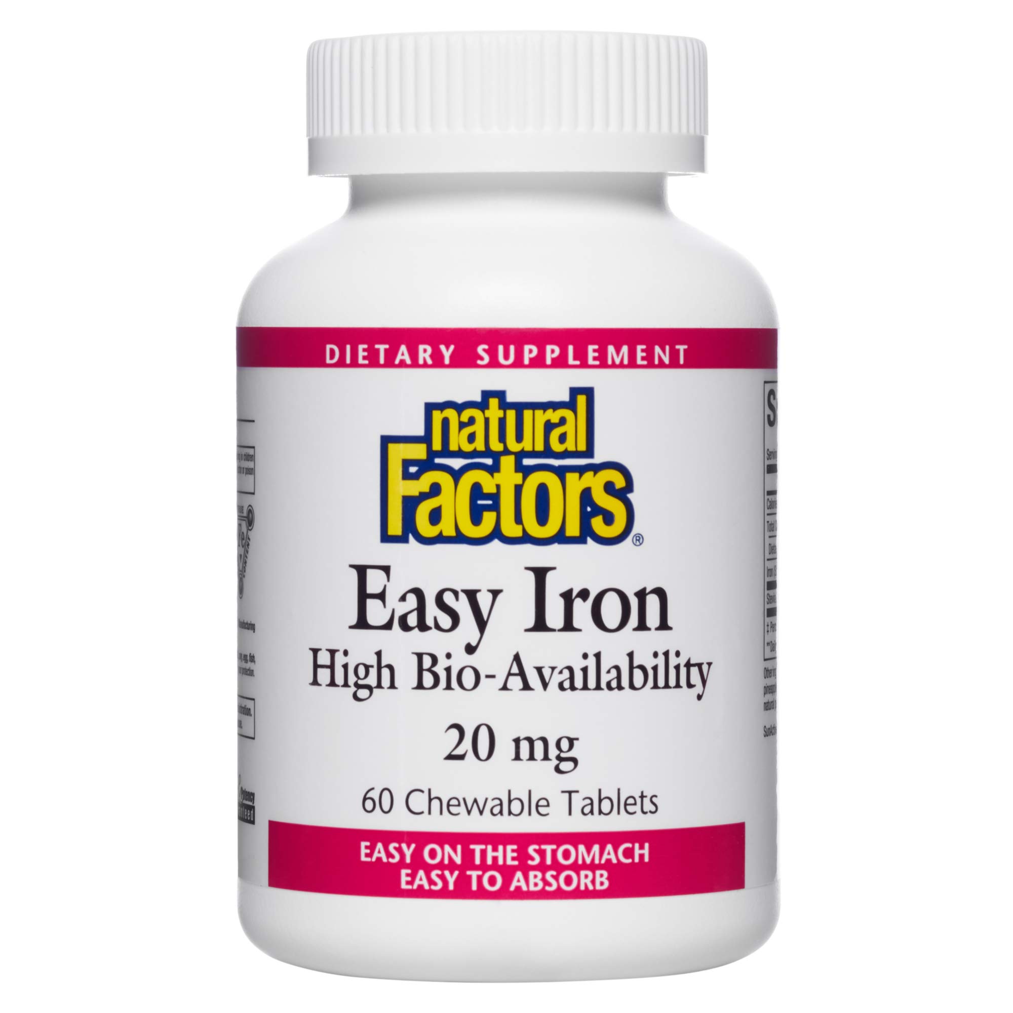 Natural Factors Easy Iron 20 mg 60 Chewable Tablets