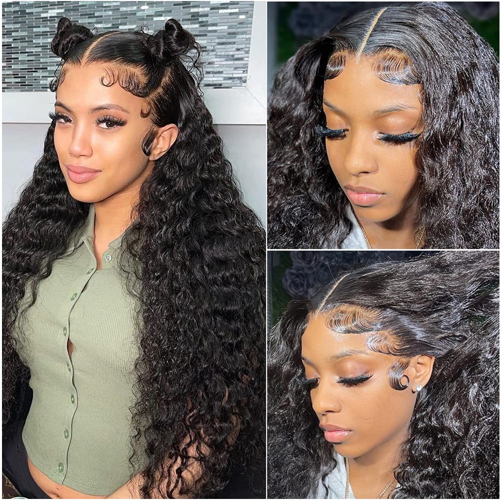 30 Inch Deep Wave Frontal Wig HD Transparent Lace Front Human Hair Wigs  Brazilian Full Deep Curly Human Hair Wig - AliExpress