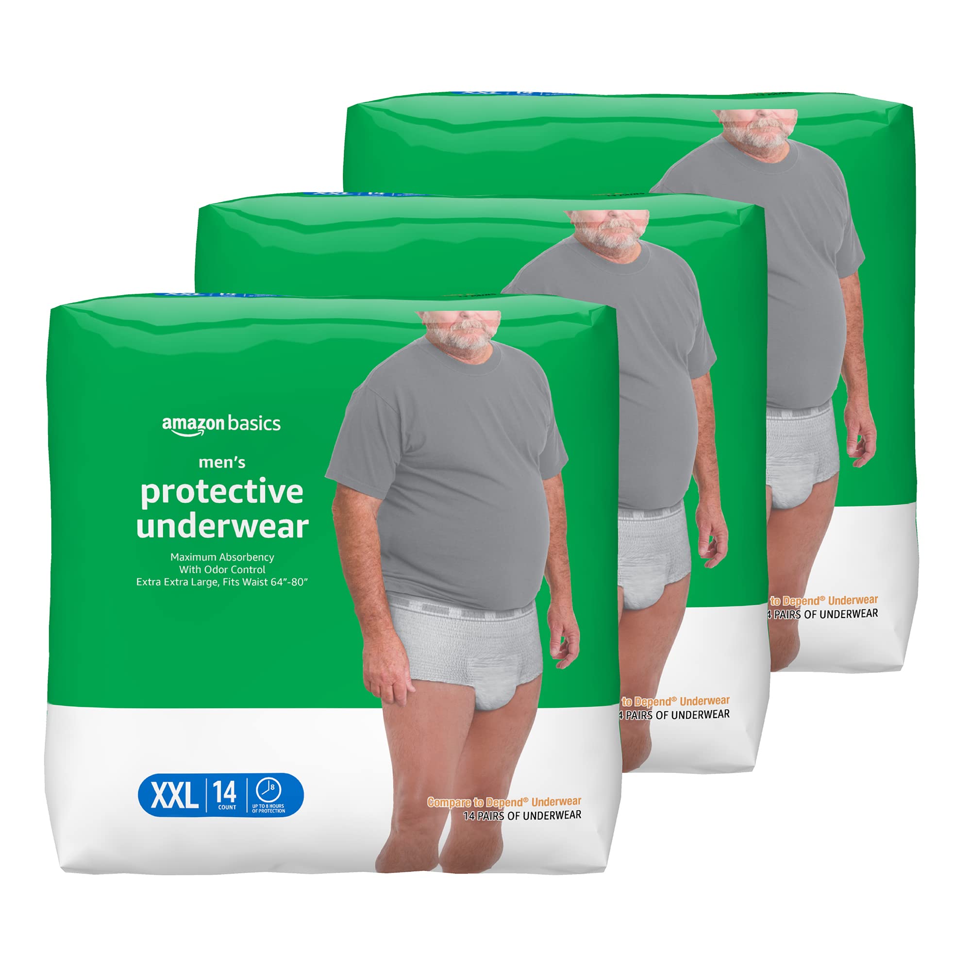 Basics Incontinence Underwear for Men, Maximum Absorbency, 2X-Large,  42 Count, 3 Packs of 14 (