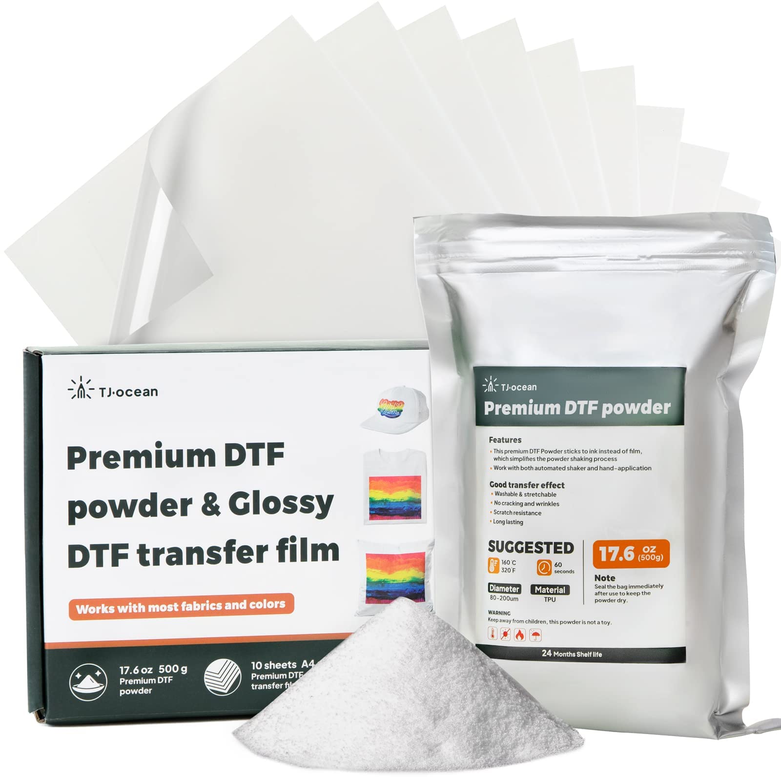 DTF Powder Digital Transfer Hot Melt Adhesive 500g, DTF Transfer Powder  Transfer Printer Direct Print on All Fabric, DTF Powder for Sublimation on