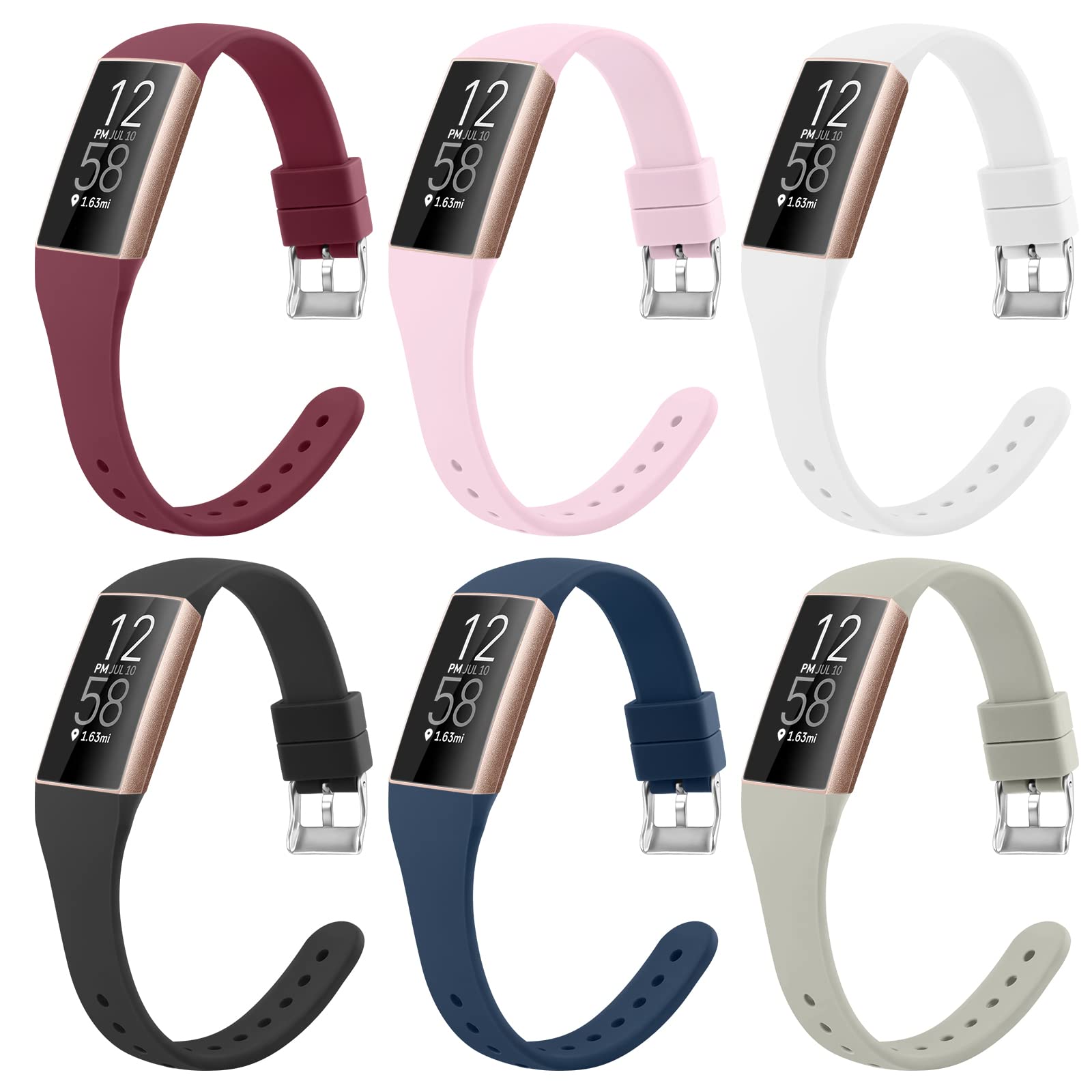 4-Pack Straps compatible with Fitbit Charge 6 / Charge 5 Strap