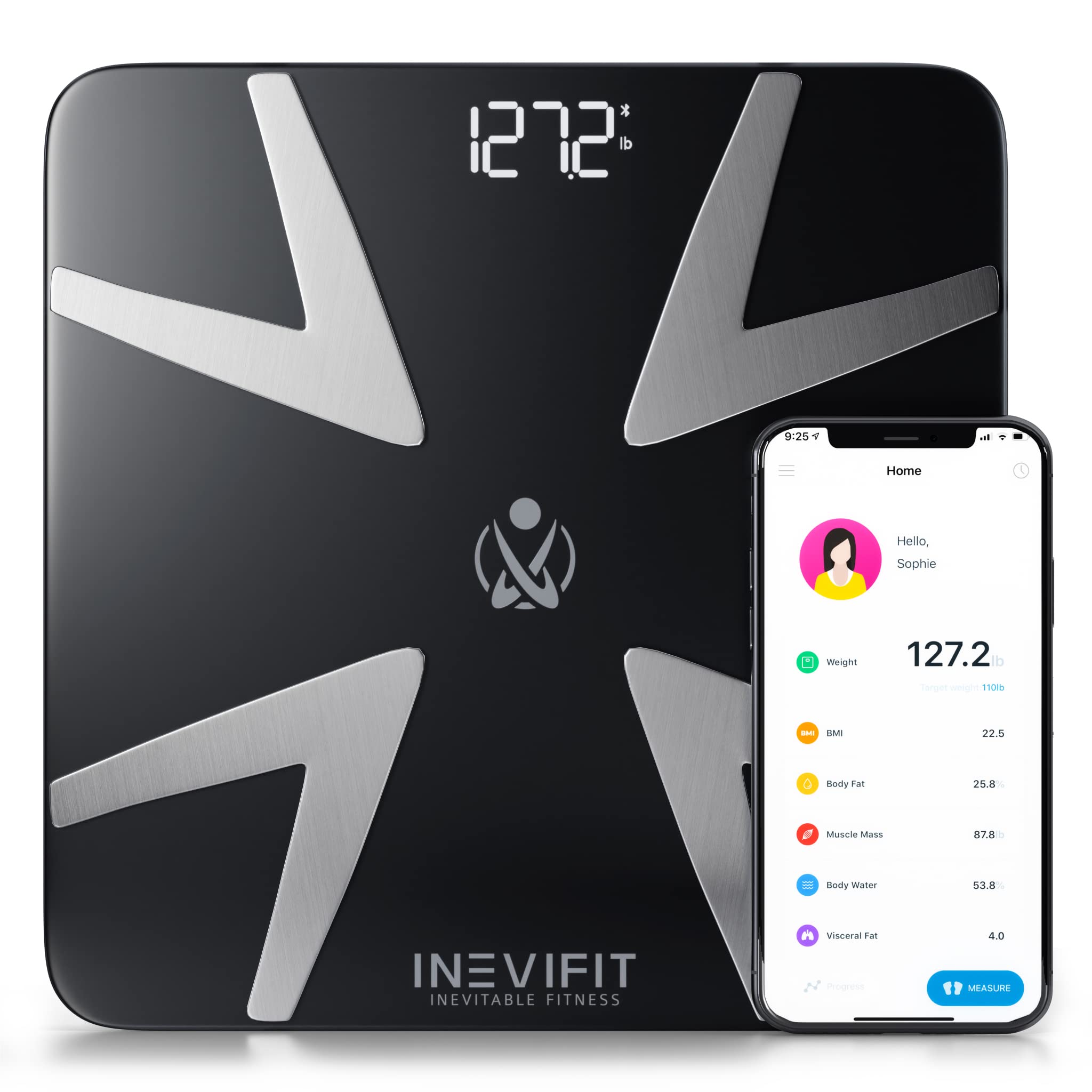 INEVIFIT BATHROOM SCALE, Highly Accurate Digital Bathroom Body Scale,  Measures Weight for Multiple Users 