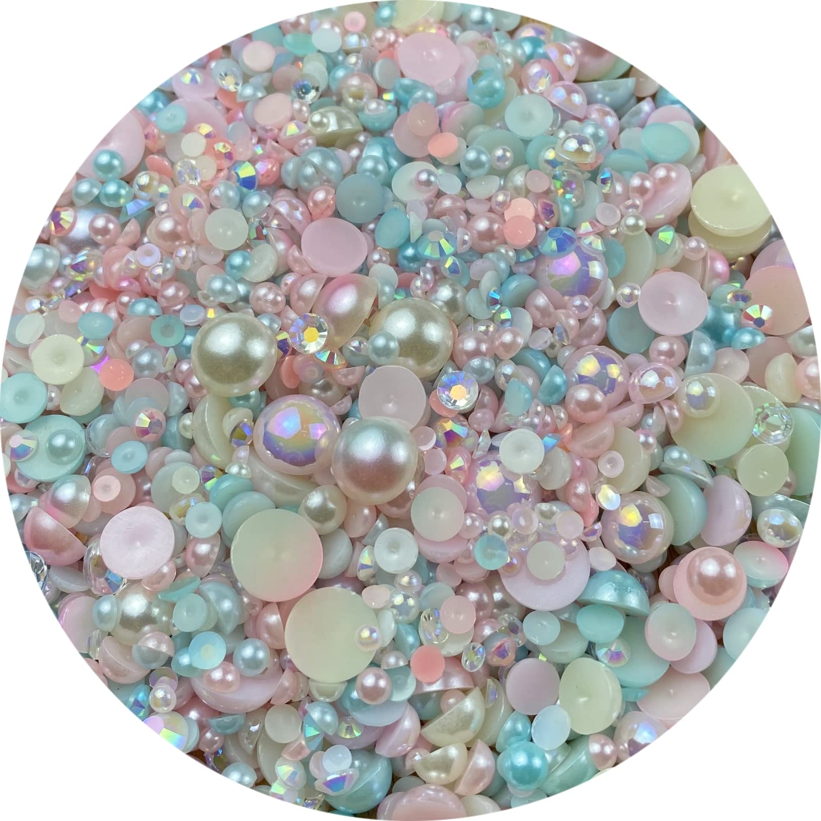 Assorted Half Pearl in AB Pastel Colors, ABS Pearl Wheel, Faux Pearl, MiniatureSweet, Kawaii Resin Crafts, Decoden Cabochons Supplies