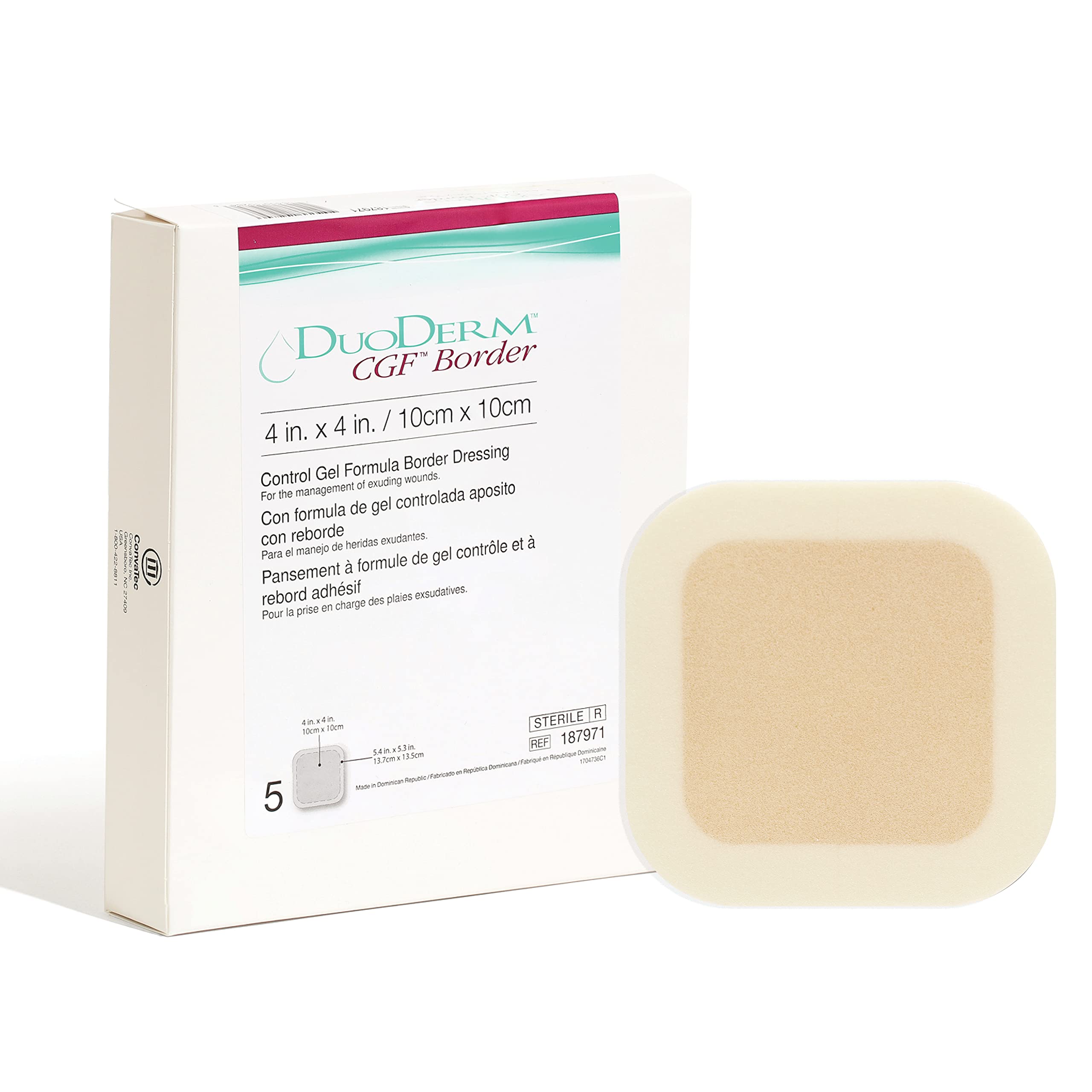 DuoDERM CGF Hydrocolloid 4x4 Sterile Square Dressing with Border for ...