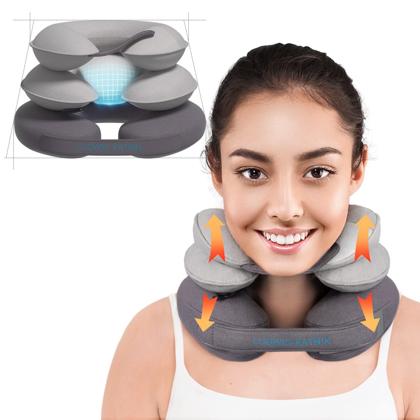 Cervical Neck Traction Device for Pain Relief - Inflatable Neck Stretcher  Brace