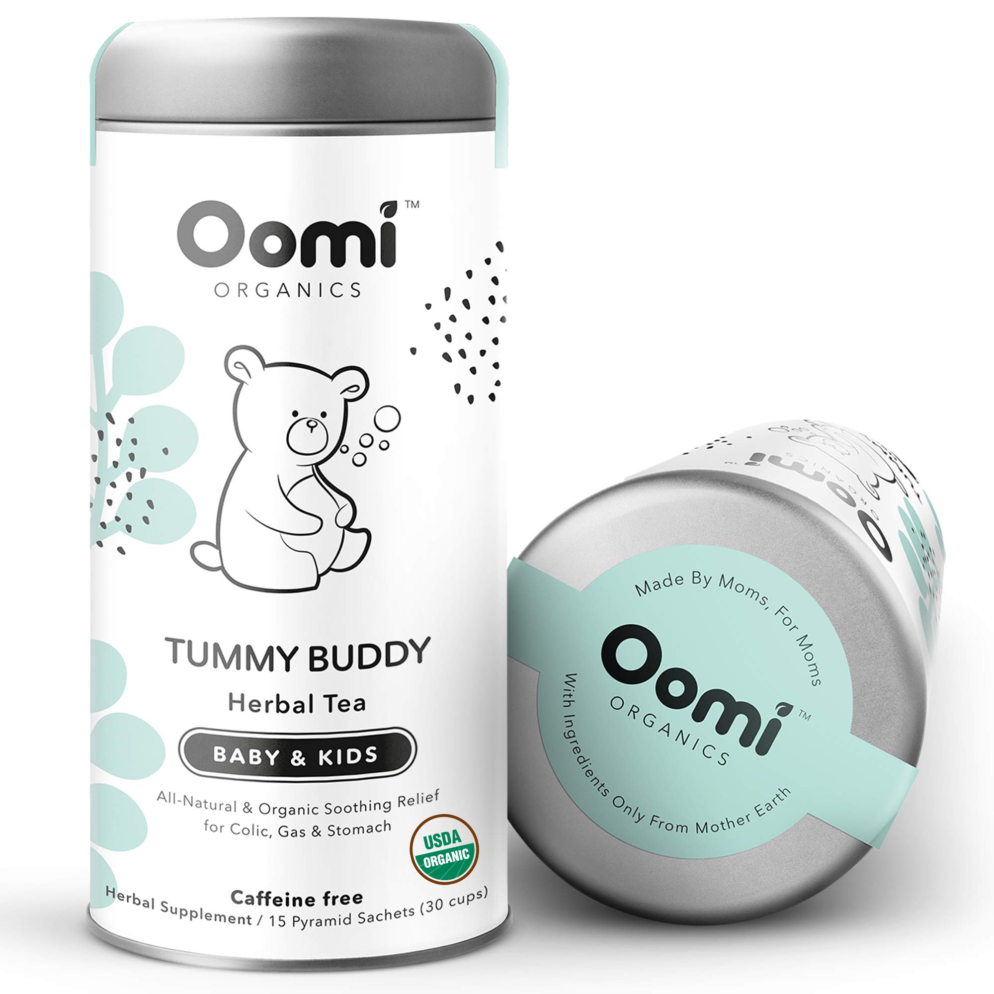 Baby GAS Relief, Colic, Acid Reflux, Constipation Relief Herbal Tea by Oomi - USDA Organic 30 Servings - Caffeine & Gluten Free - Help Baby Sleep