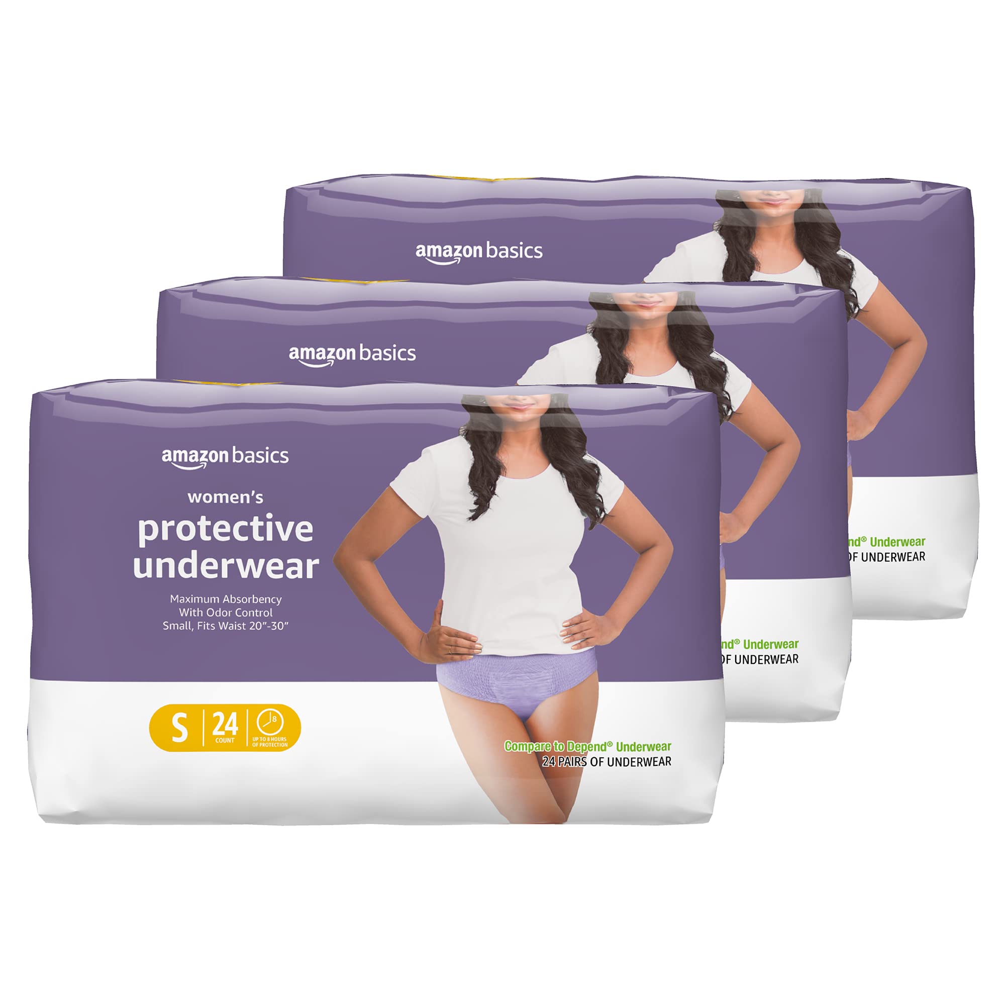 Basics Incontinence & Postpartum Underwear for Women, Maximum  Absorbency, Small, 72 Count, 3 Packs of