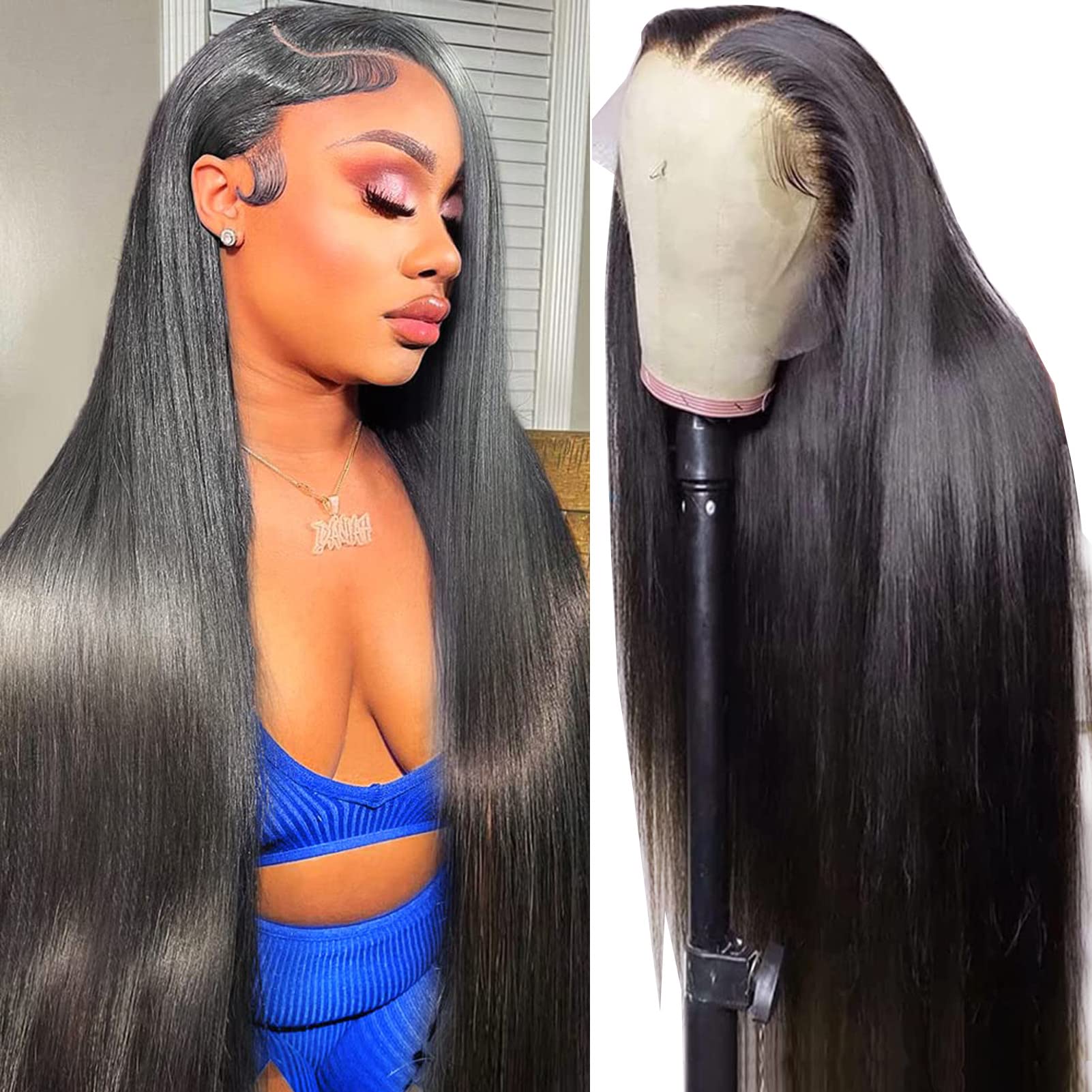 MOBOK 22 Inch Lace Front Wigs Human Hair Straight Hair 13x4 HD