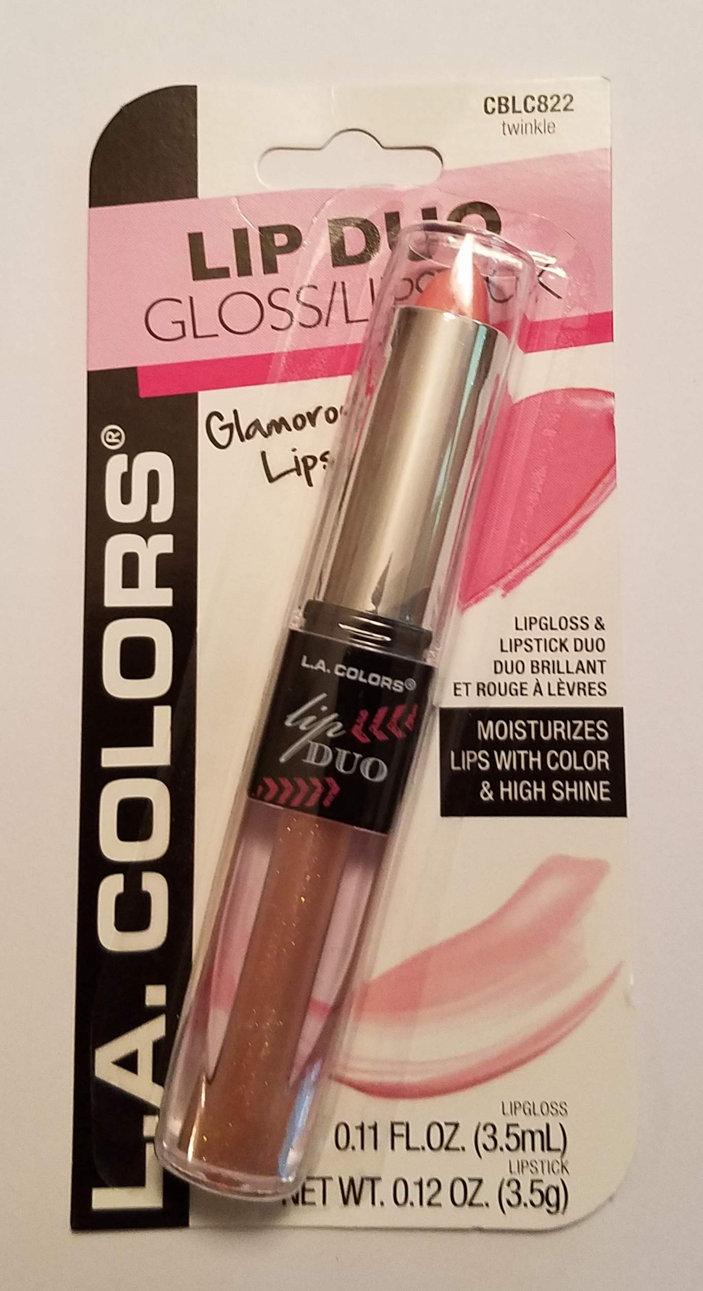 LA Colors Lip Gloss & Lipstick Duo Moisturizes lips with natural color &  high Shine BLC822