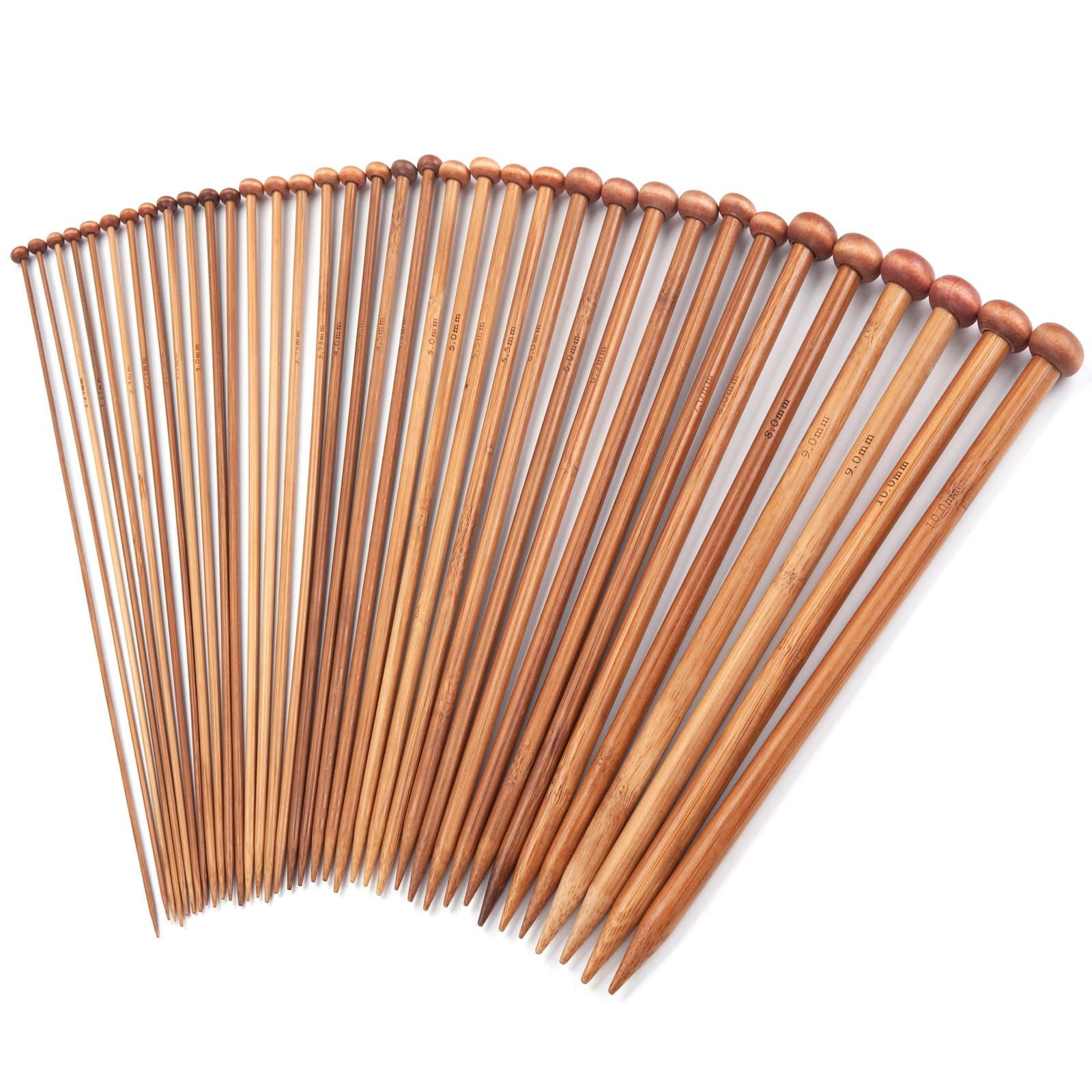 Circular Bamboo Knitting Needles Set: 15 Sizes/Length