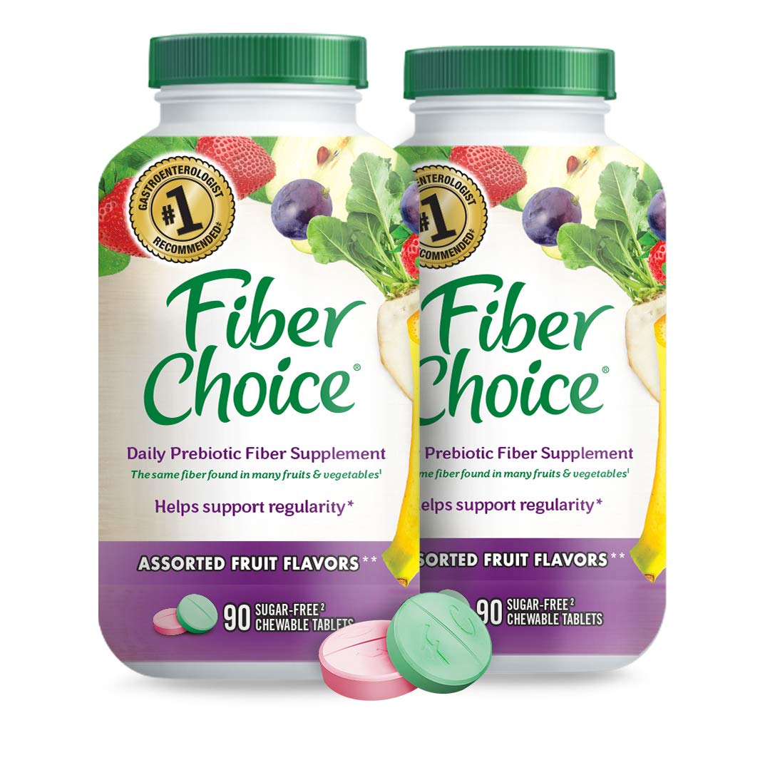Fiber Choice Daily Prebiotic Fiber Chewable Tablets, Assorted Fruit, 90  Count (Pack of 2)