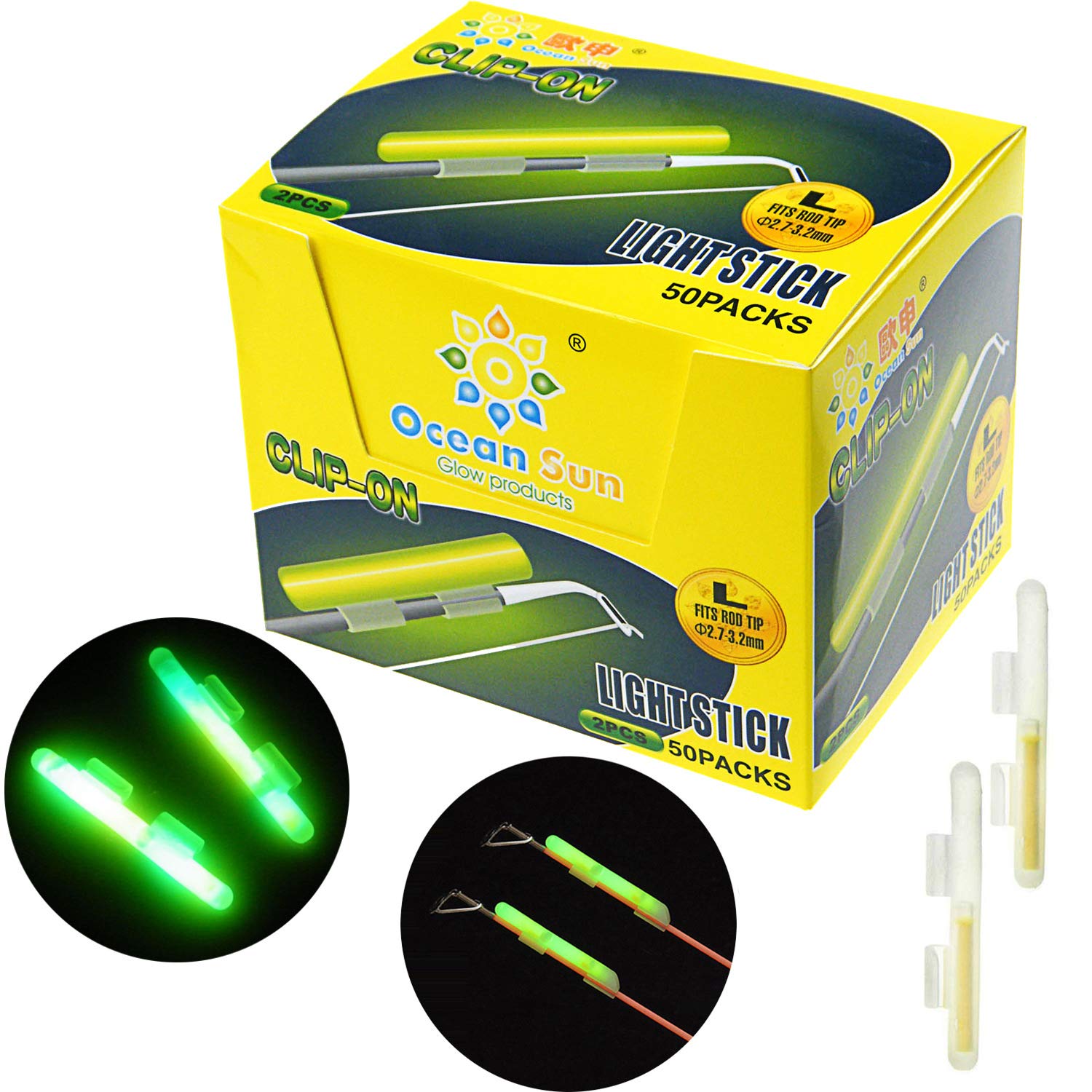 7 Lights 4 Pcs Fishing Glow Sticks Rod Tip LED Glow Sticks Green Waterproof
