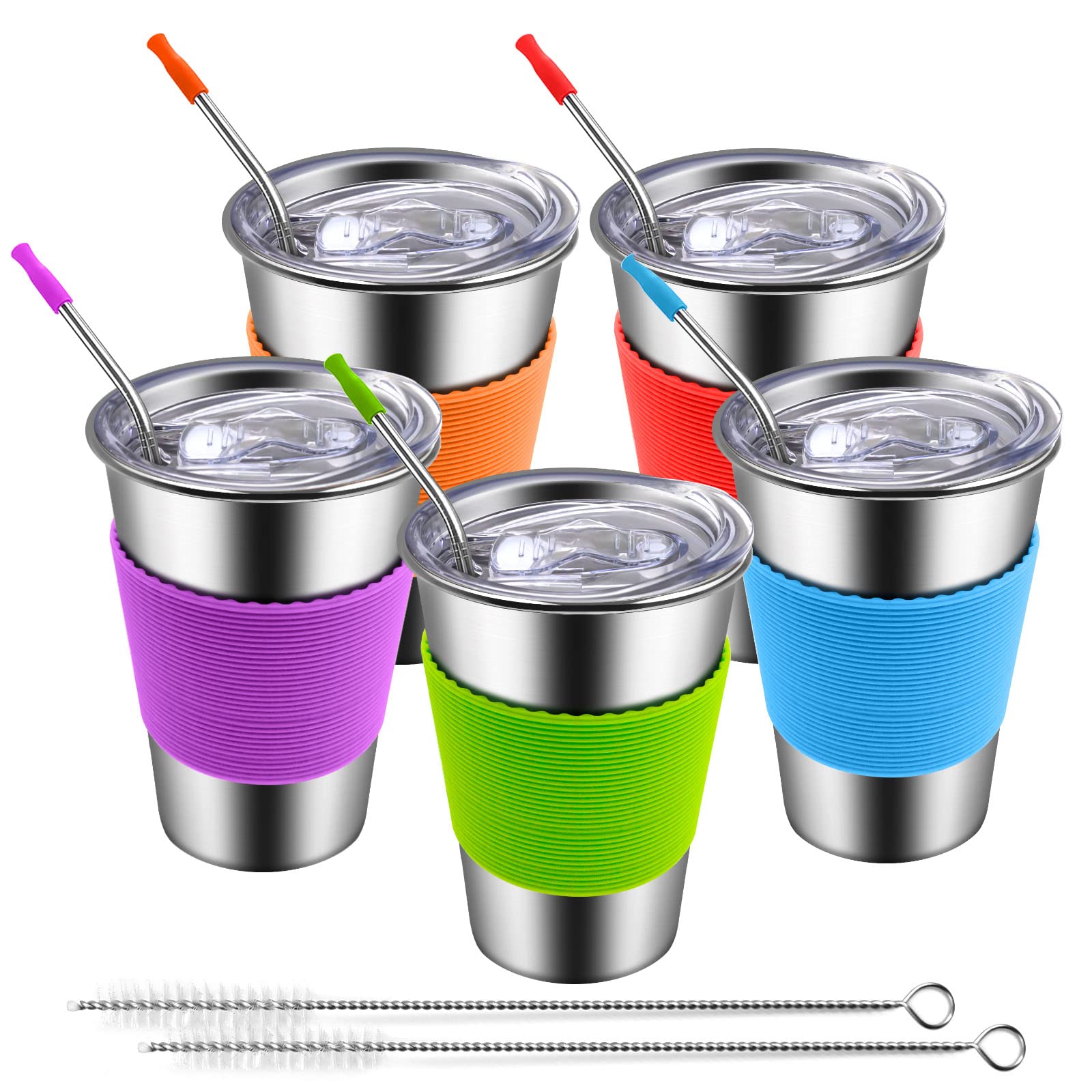 Vayugo Kids Cups with Lids and Straws 5 Pack Stainless Steel 12oz Spill  Proof Toddler Tumblers Unbreakable Drinking Sippy Cup Leak Proof Water  Bottle Travel Mug for Children & Adults Indoor Outdoor