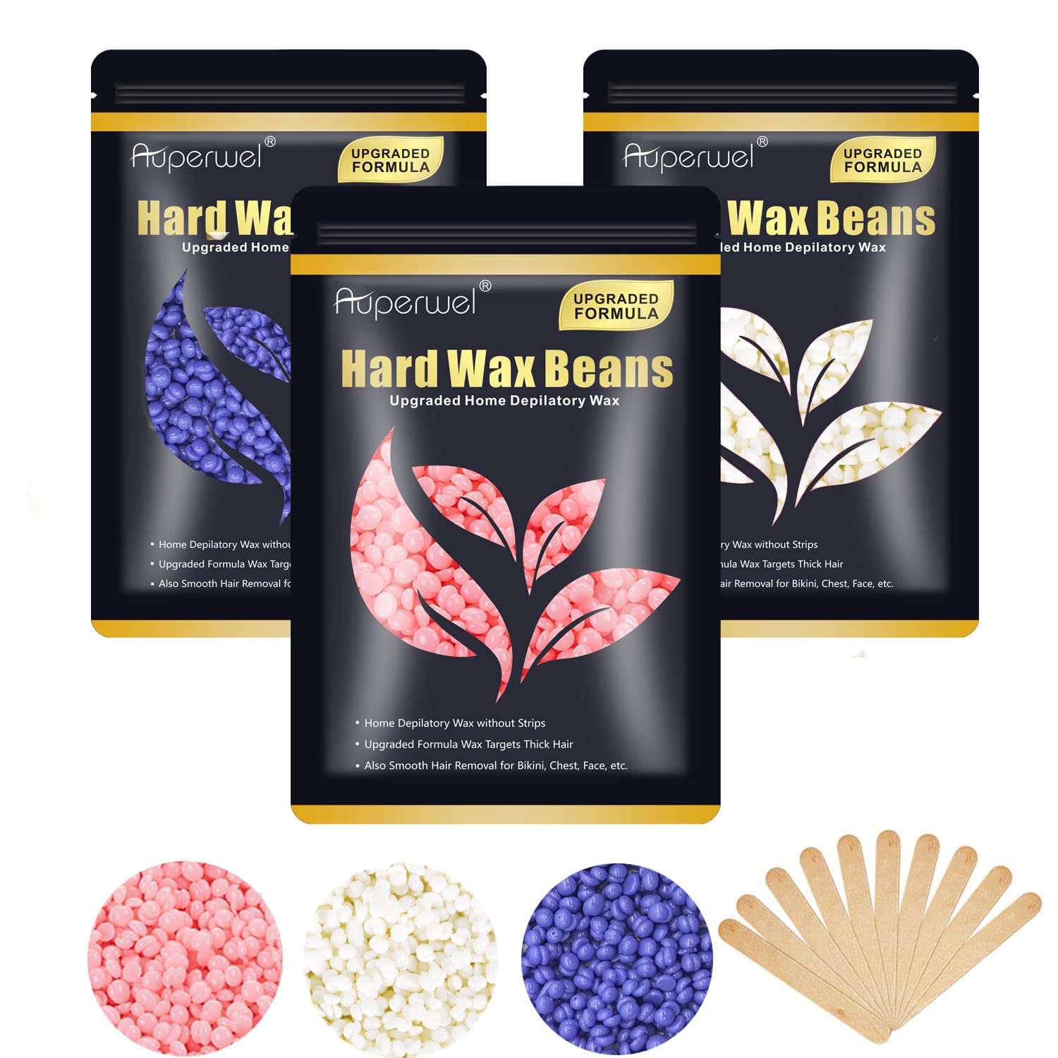 Hard Wax Beads for Hair Removal (300g/10.5oz) Painless Wax Beads - Full Body  Brazilian Bikini