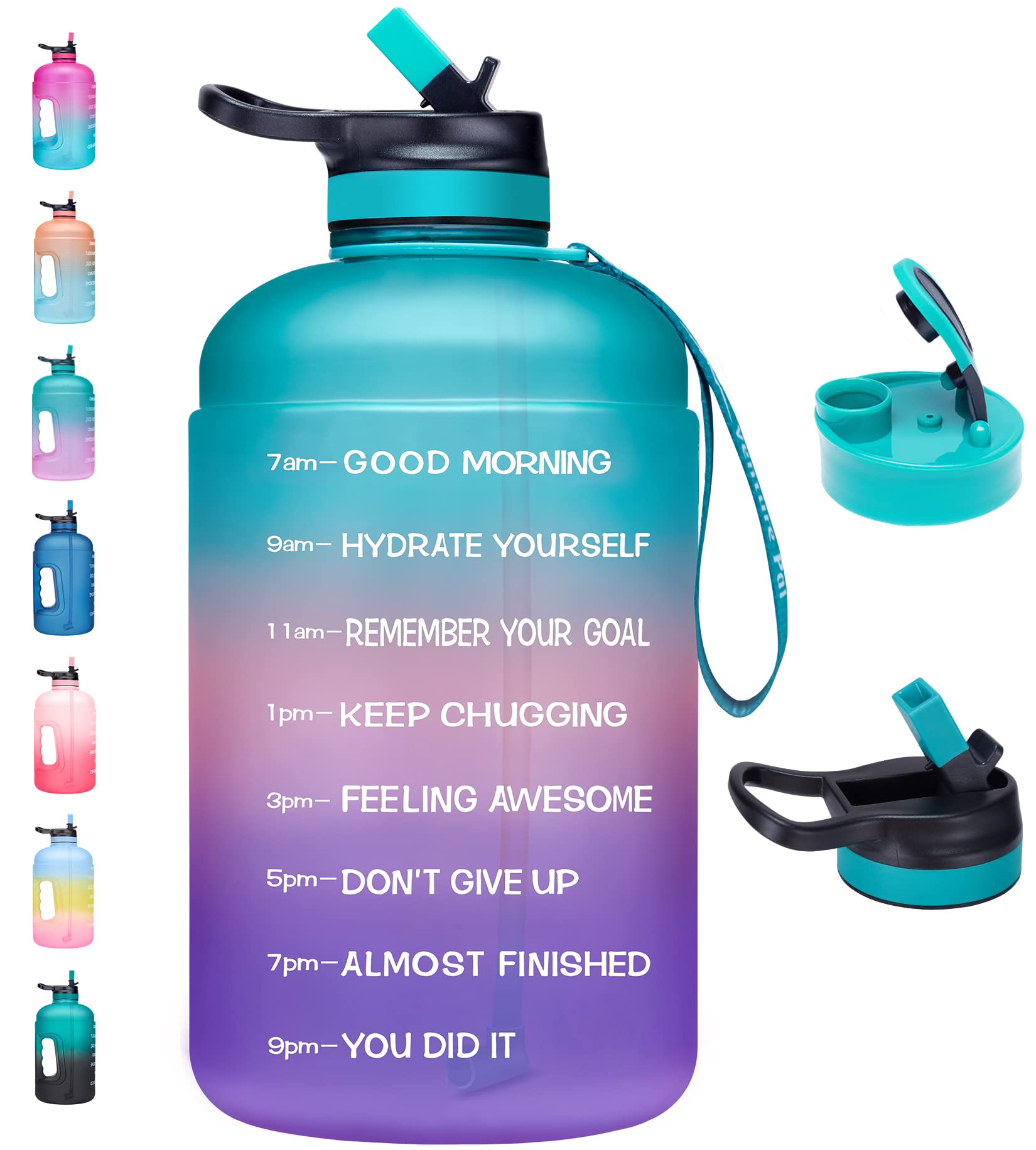 64 OZ/Half Gallon Motivational Water Bottle with Time Marker Straw - BPA  Free US