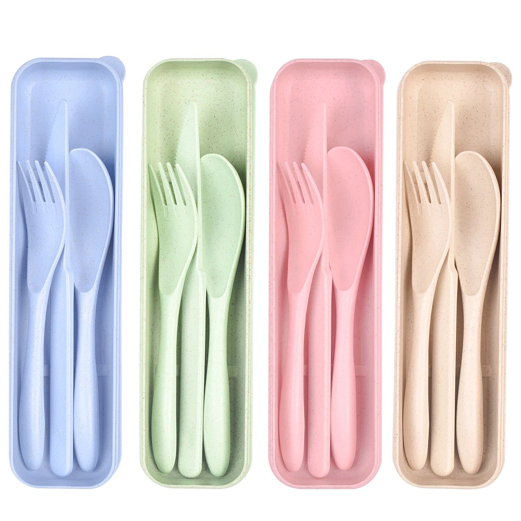 11 Pcs Portable Utensils Travel Camping Cutlery Set with Spoon Fork Knife  Case