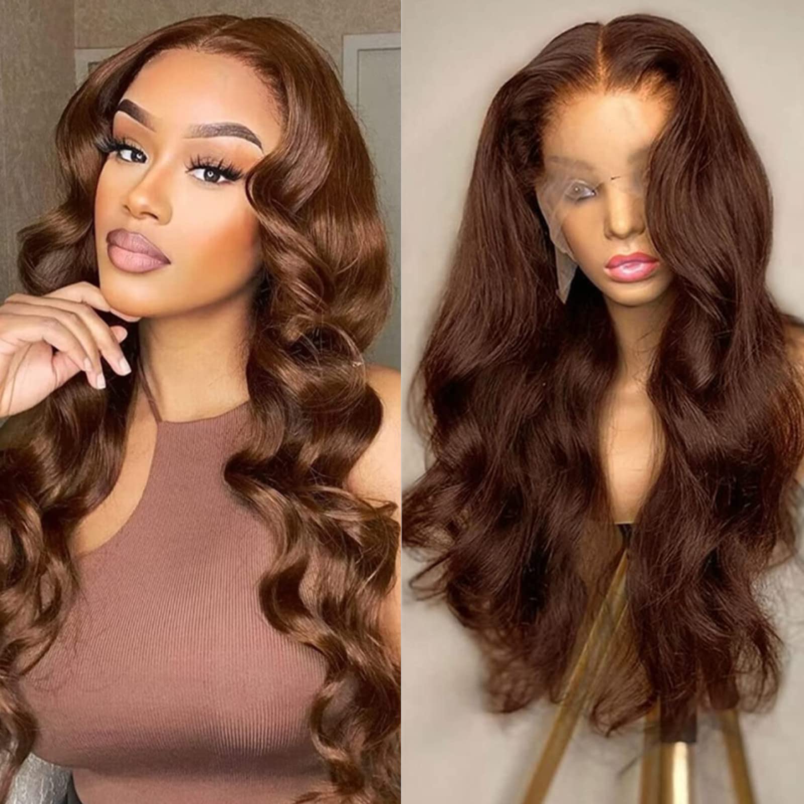 MISSJAY 20 Inch 13x4 Chocolate Brown Lace Front Wigs Human Hair